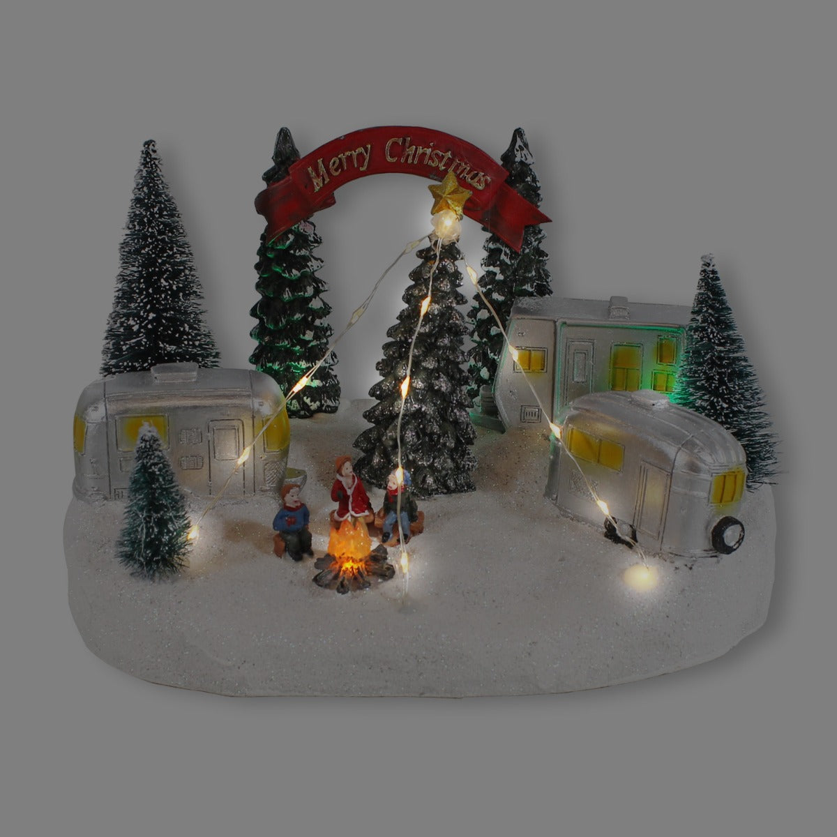 Weihnachtsstadt beleuchtet verschneites Weihnachtsdorf beleuchtet Weihnachtscamping LED Weihnachtsstadt