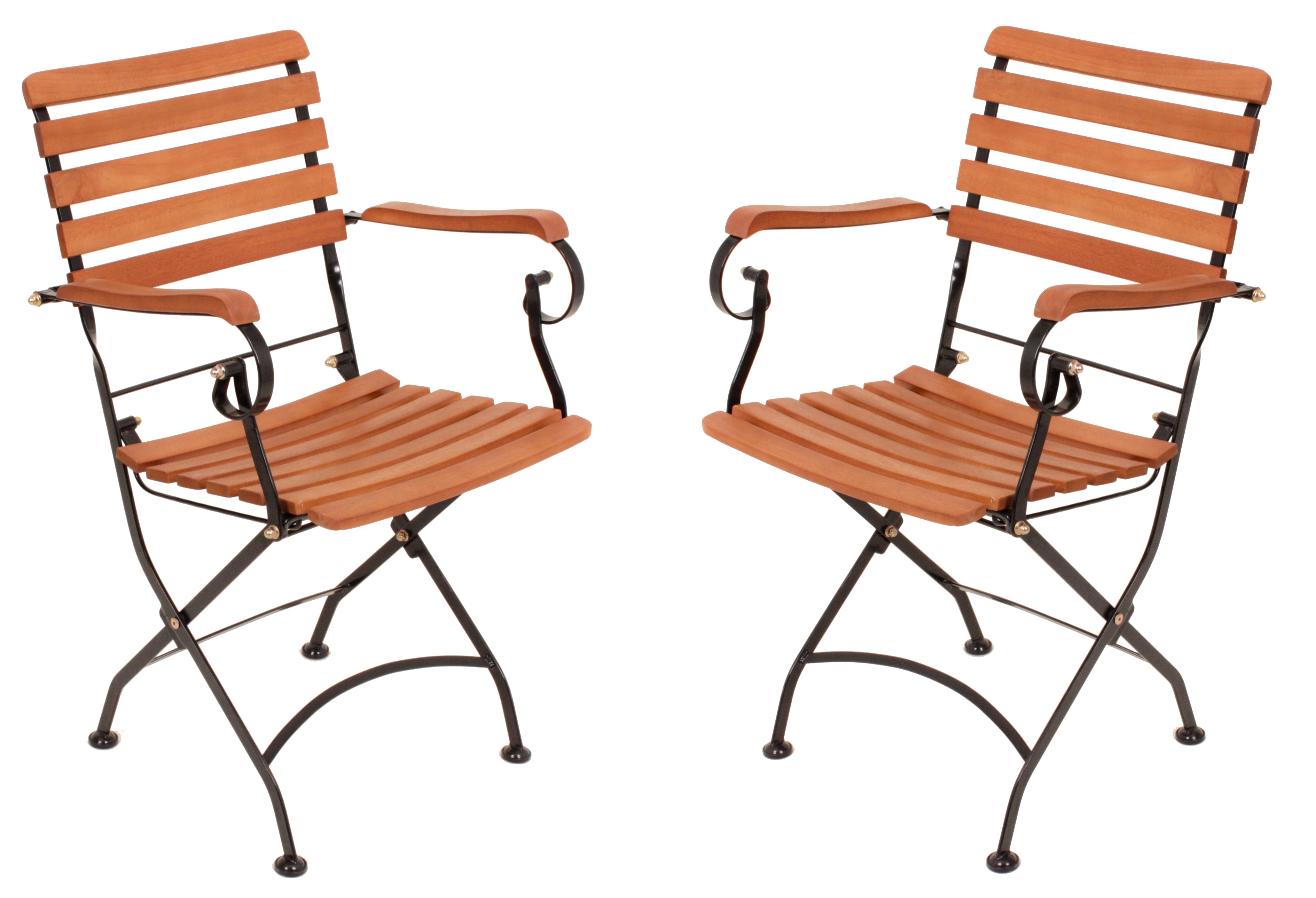 Klapparmstuhl Gartenstuhl WIEN 2er Set Stahlgestell lackiert Holz Eukalyptus FSC 100% Biergartenstuhl