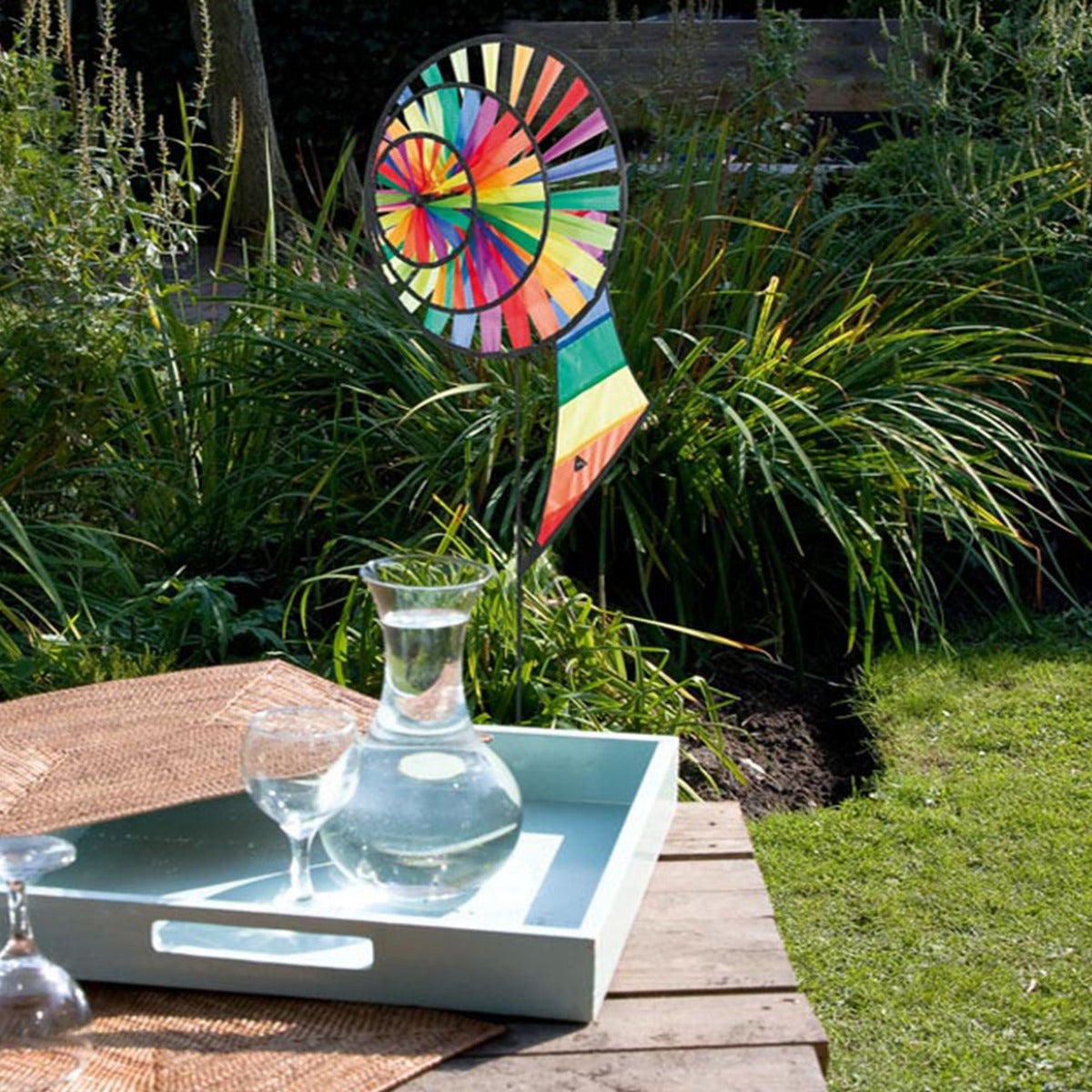Windspiel Windrad HQ Magic Wheel Triple Banner Rainbow Garten Dekoration