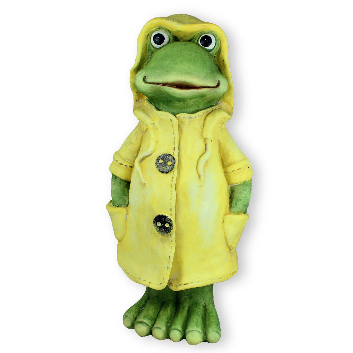 Frosch Dekofigur stehend mit Mantel in gelb Gartenfigur Frosch Froschfigur Teichdeko