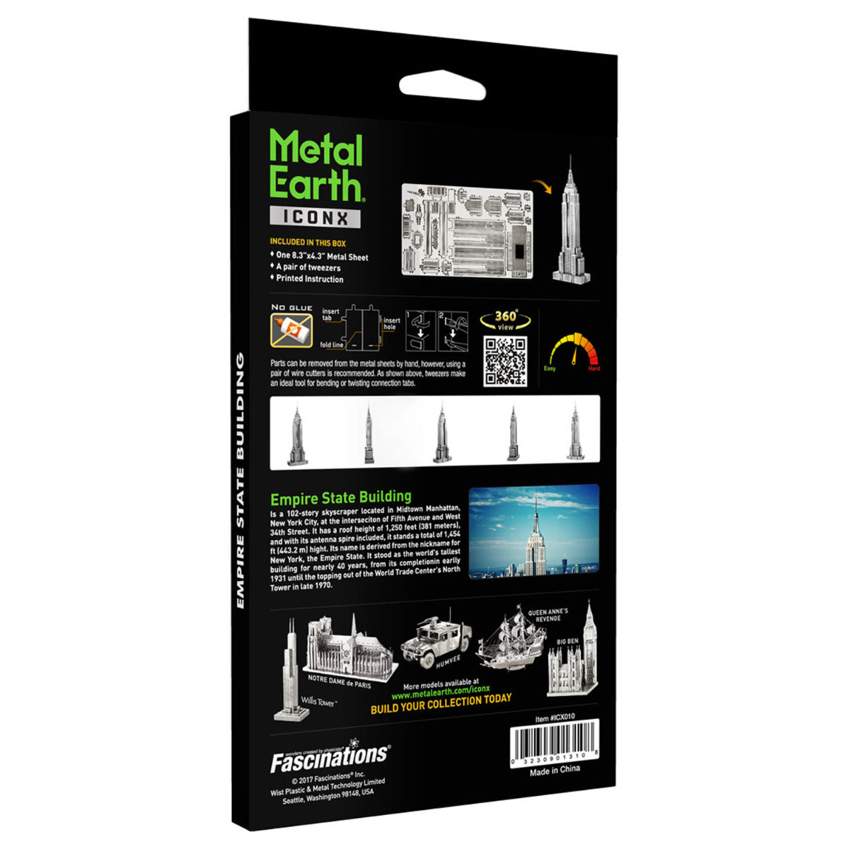 Metal Earth Metallbausätze ICX010 ICONX Empire State Building Wolkenkratzer Metall Modell