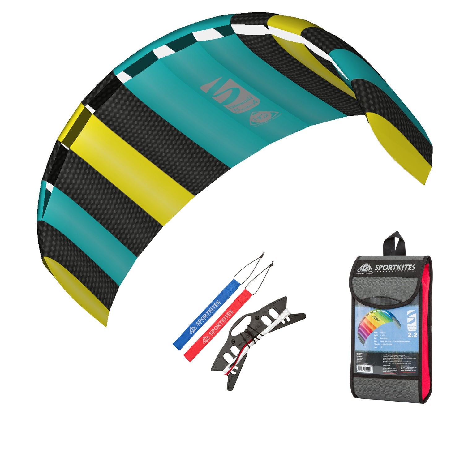 HQ Lenkmatte Symphony Beach III 2.2 Aqua R2F Allround Lenkdrachen Kite
