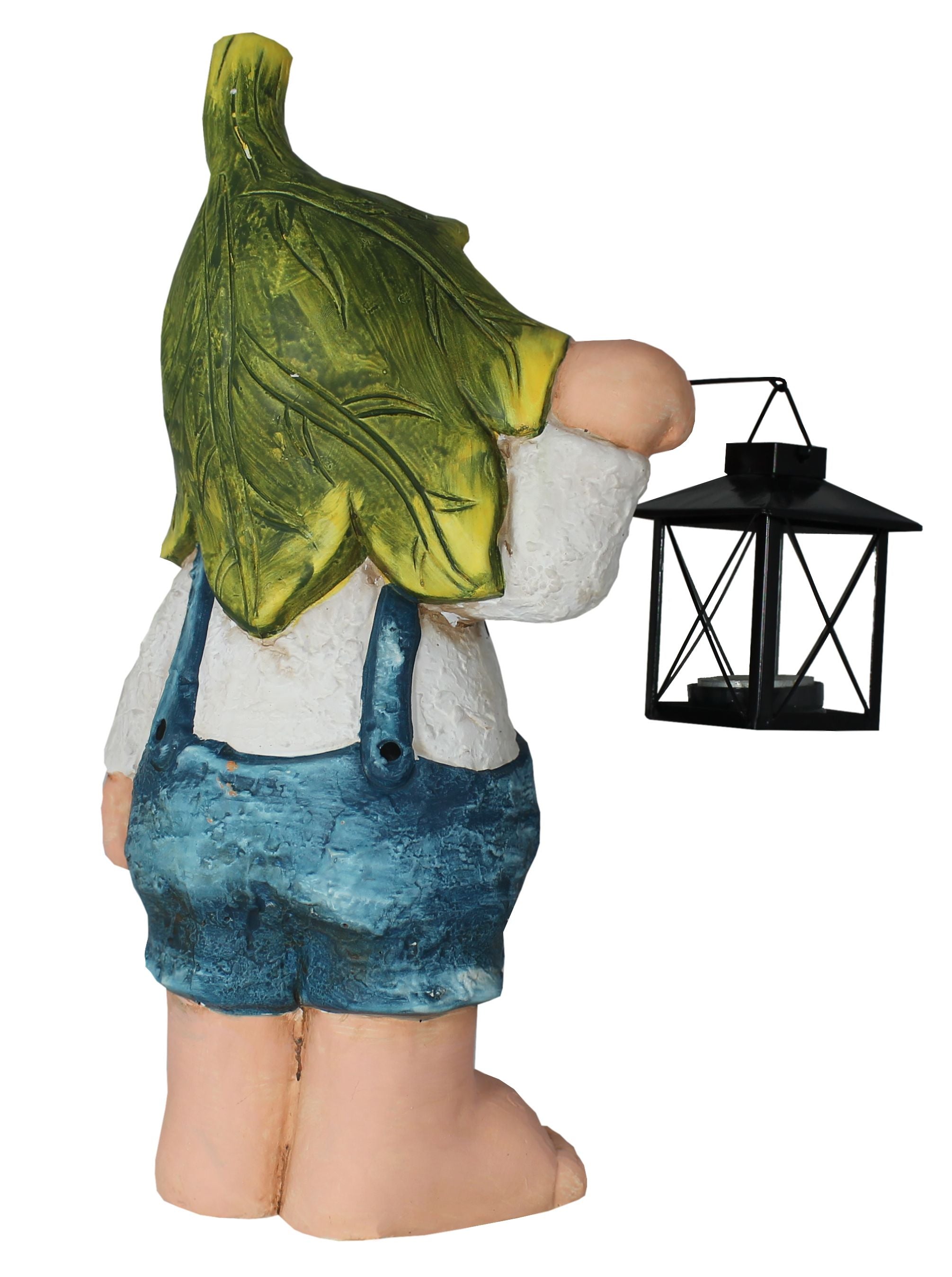 Dekofigur Waldzwerg Eichenblatt mit Laterne und Teelicht Wohnung Dekoration Garten