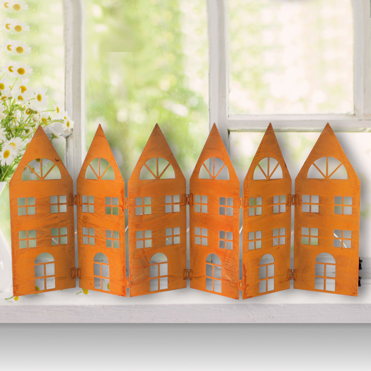 Fenster Silhouette Weihnachten Häuserfront mit Beleuchtung LED Silhouette