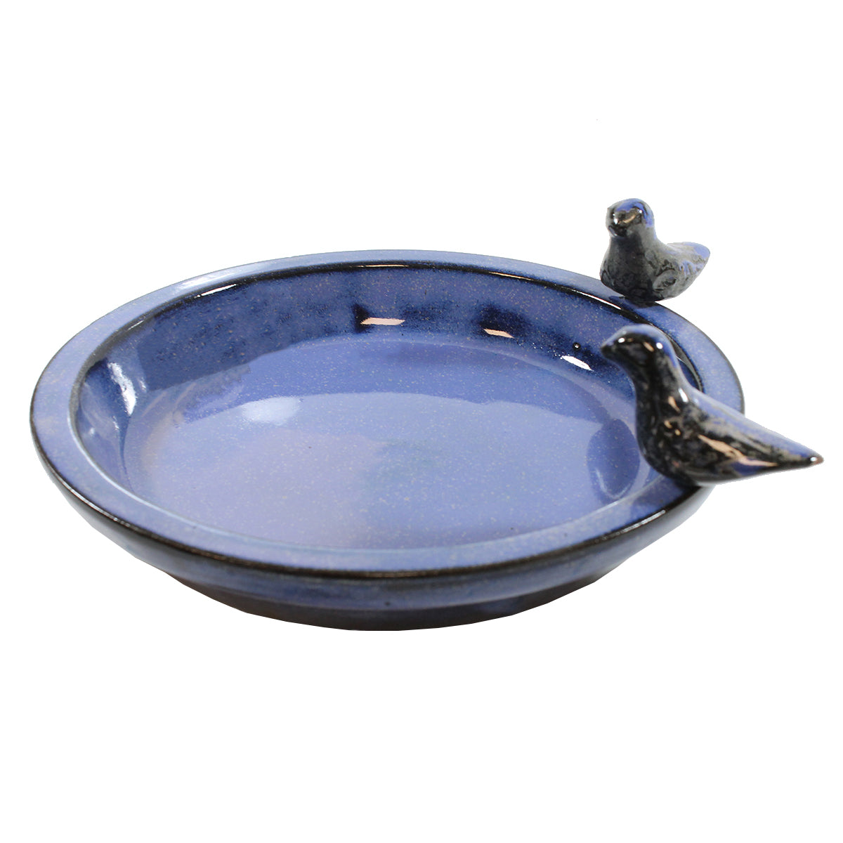 colourliving Vogeltränke für den Garten 30 cm blau Keramik Vogeltränke rund Vogelbad Garten