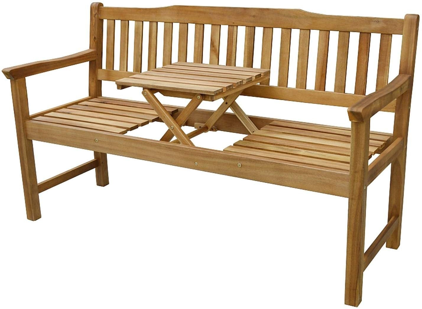 Gartenbank Holz mit Tisch FSC Akazienholz Parkbank Sitzbank 3 Sitzer Bank Holzbank