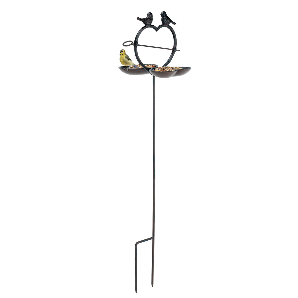 Vogelfutterstation mit Ständer Vogelfutterschale aus Gusseisen für Äpfel und Meisenknödel