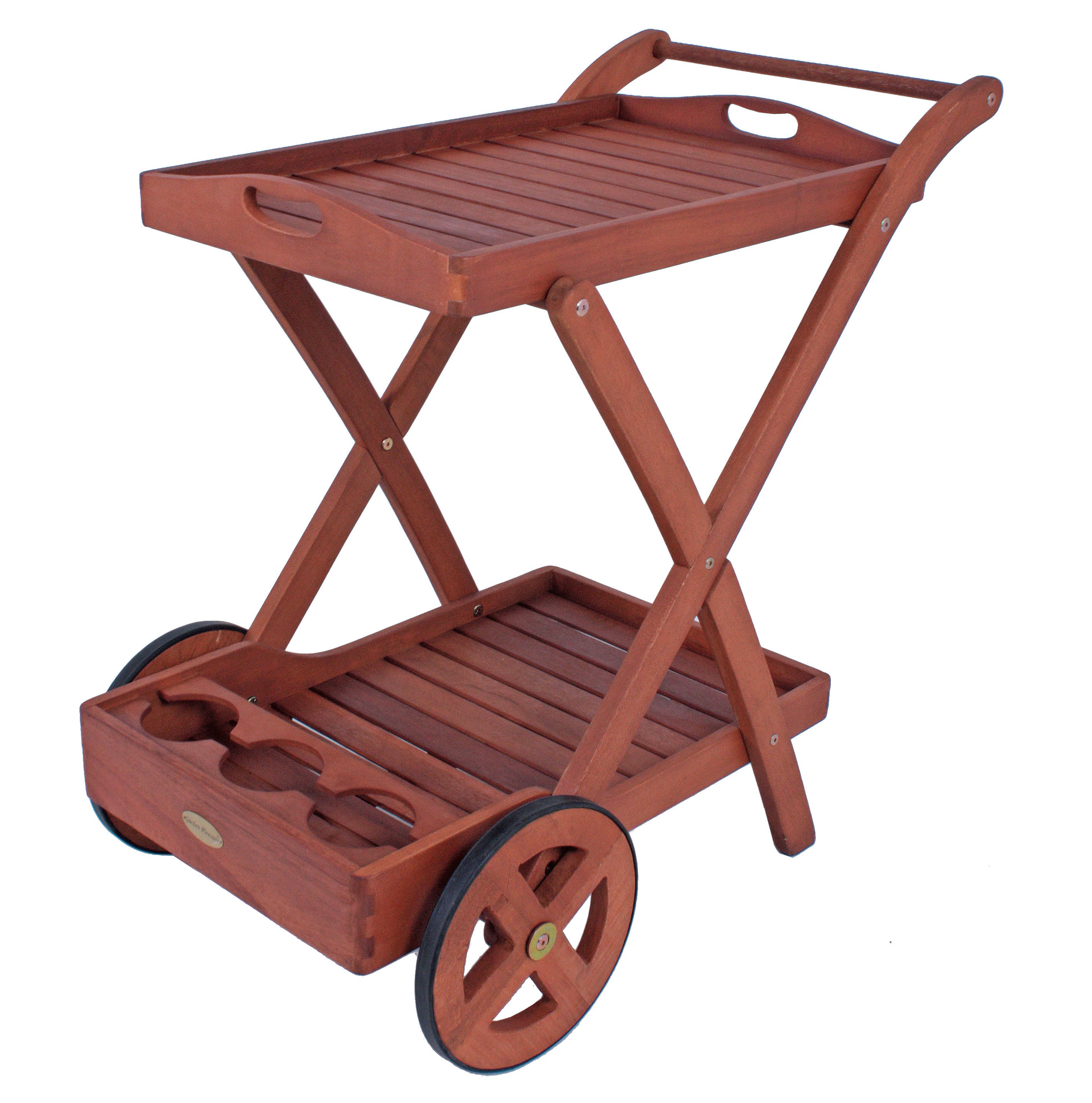 Teewagen Servierwagen TOLEDO Serviertablett Ablagetisch Holz Eukalyptus FSC 100%