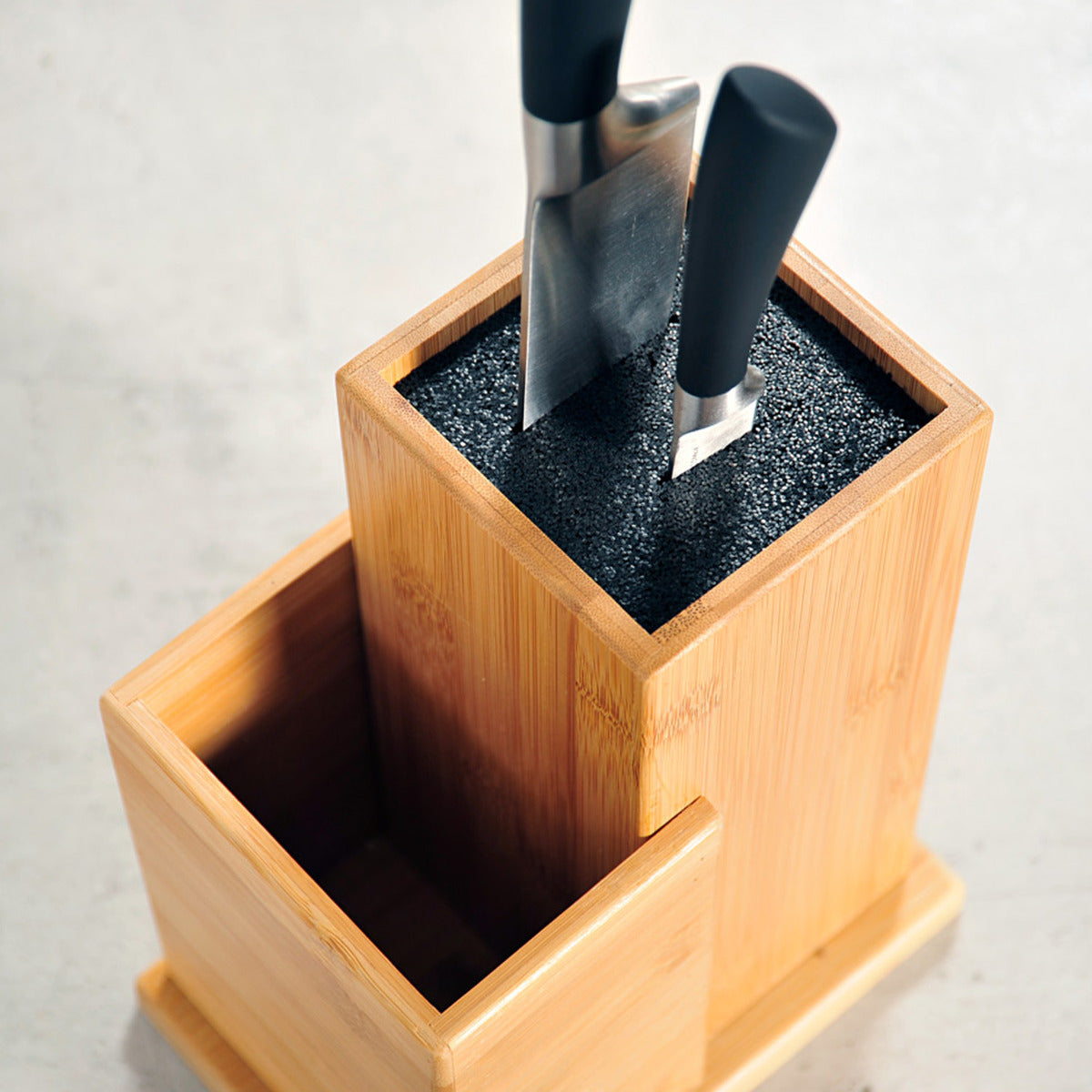 Messerblock ohne Messer mit Kunststoffborsten Bambus Messerblock Holz leicht zu Reinigen