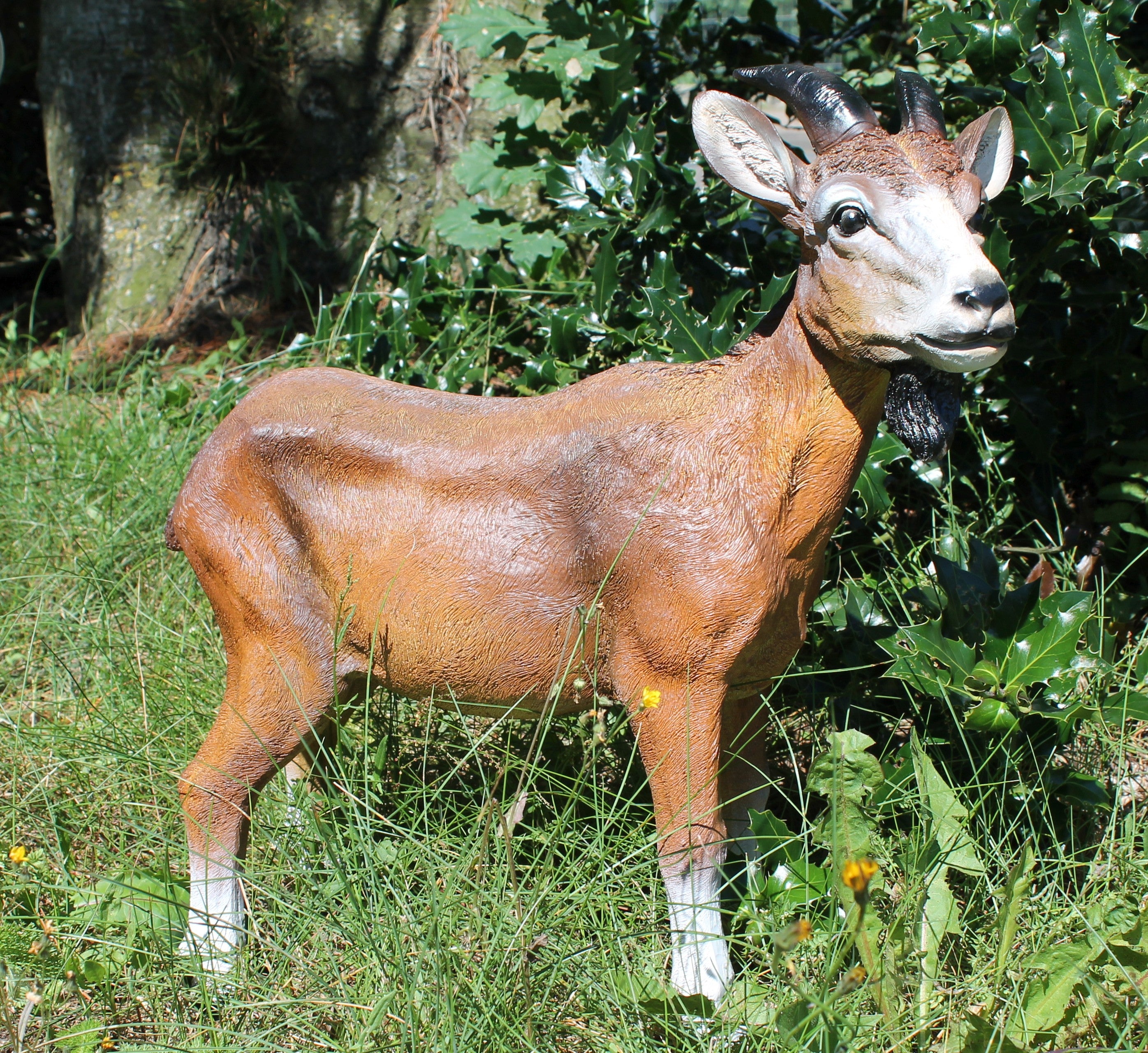 Ziegenbock Figur braun Geißbock Ziege "Bruce" Gartenfigur Tierfigur Dekofigur Gartendekoration