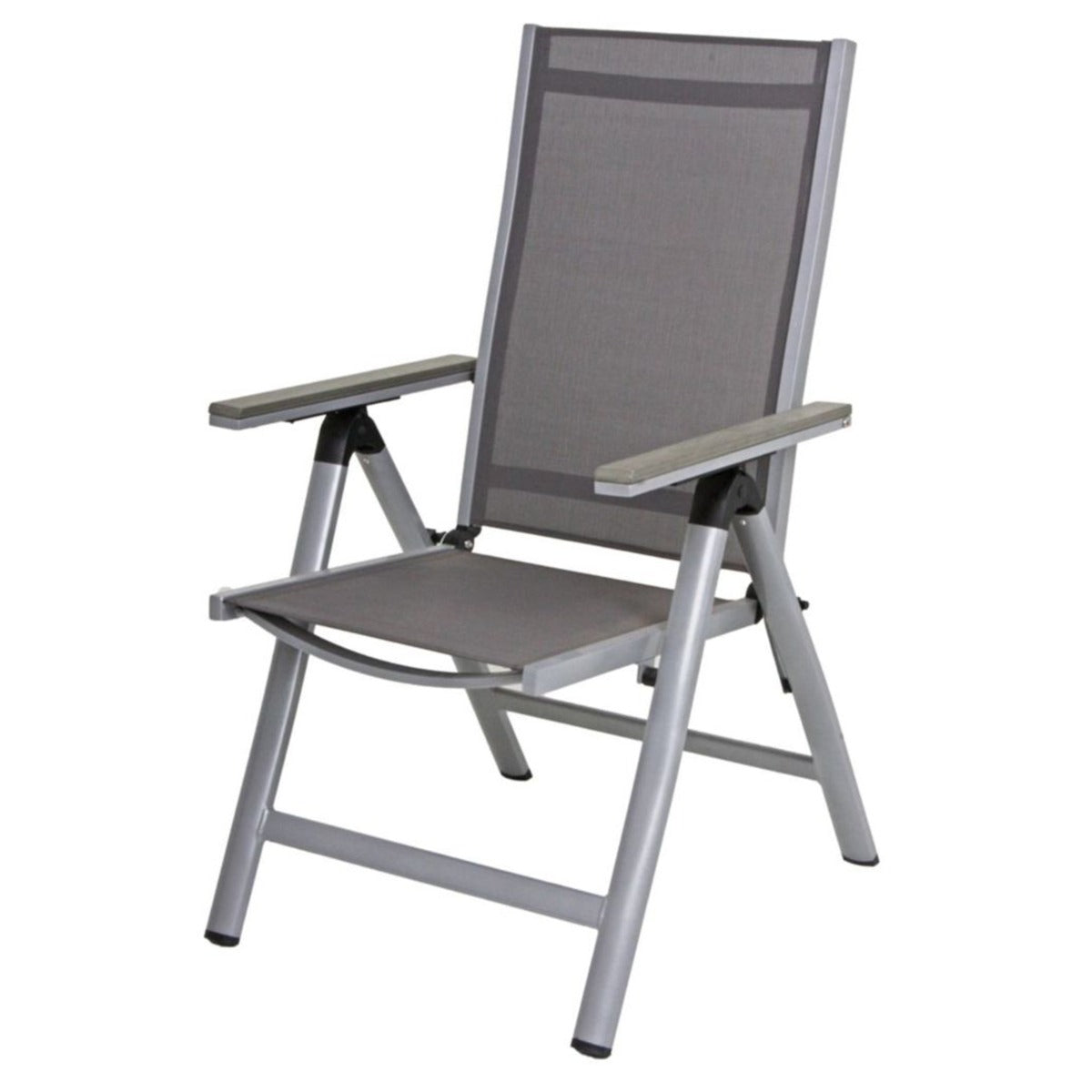 Garden Pleasure Hochlehner Grace | Gartenstuhl Hochlehner verstellbar aus Aluminium & Nonwood Armlehnen, Atmungsaktiv, Klappbar, bis 120kg | Ideal für Terrasse & Garten