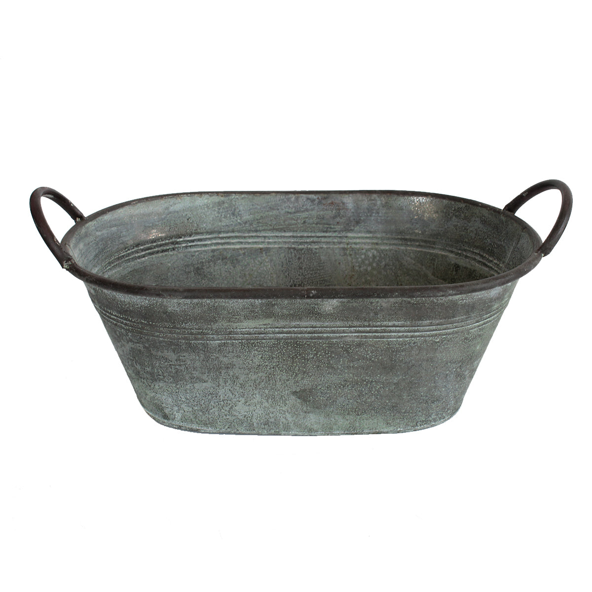 Pflanztopf Pflanzgefäß Zinktopf Old Green 37cm Oval Blumentopf Metall Übertopf