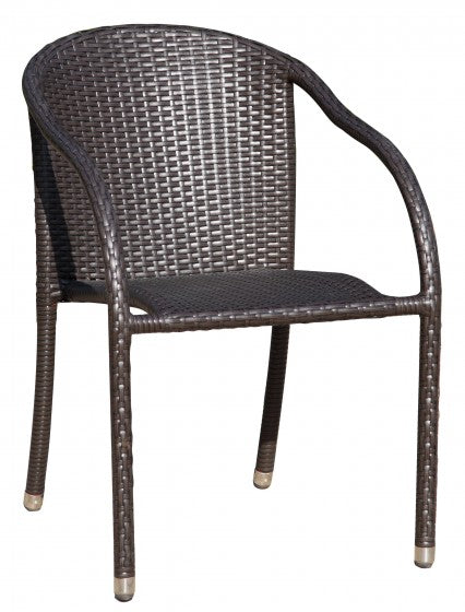 Gartenstuhl Stapelstuhl Armlehnstuhl RIGA 2er Set Aluminium Kunststoffgeflecht Coffee Polyrattan Outdoor