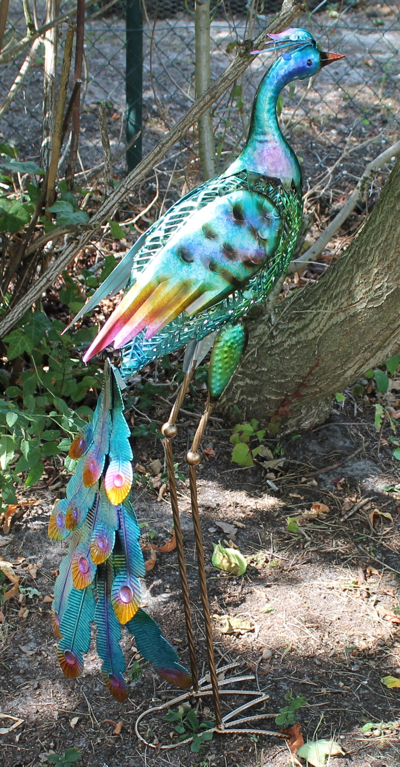 Dekofigur Pfau Dekovogel 88 cm Teichfigur Metallfigur Gartendeko Teich Fischteich