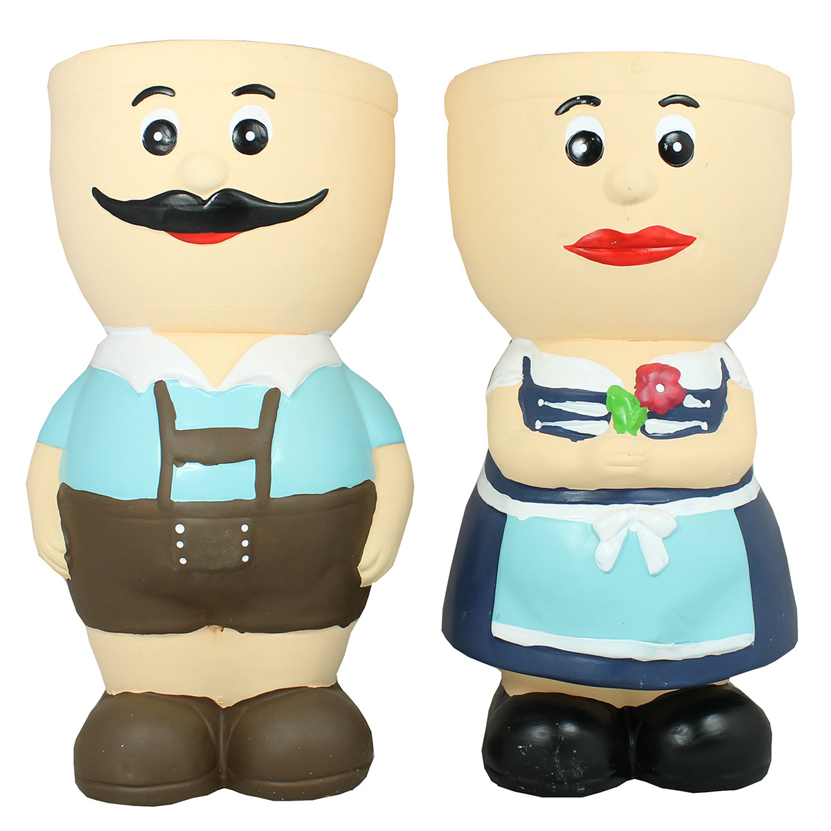 Blumentopf Figur Keramik Resi und Sepp Kräutertopf Übertopf Pflanztopf Bayerische Deko