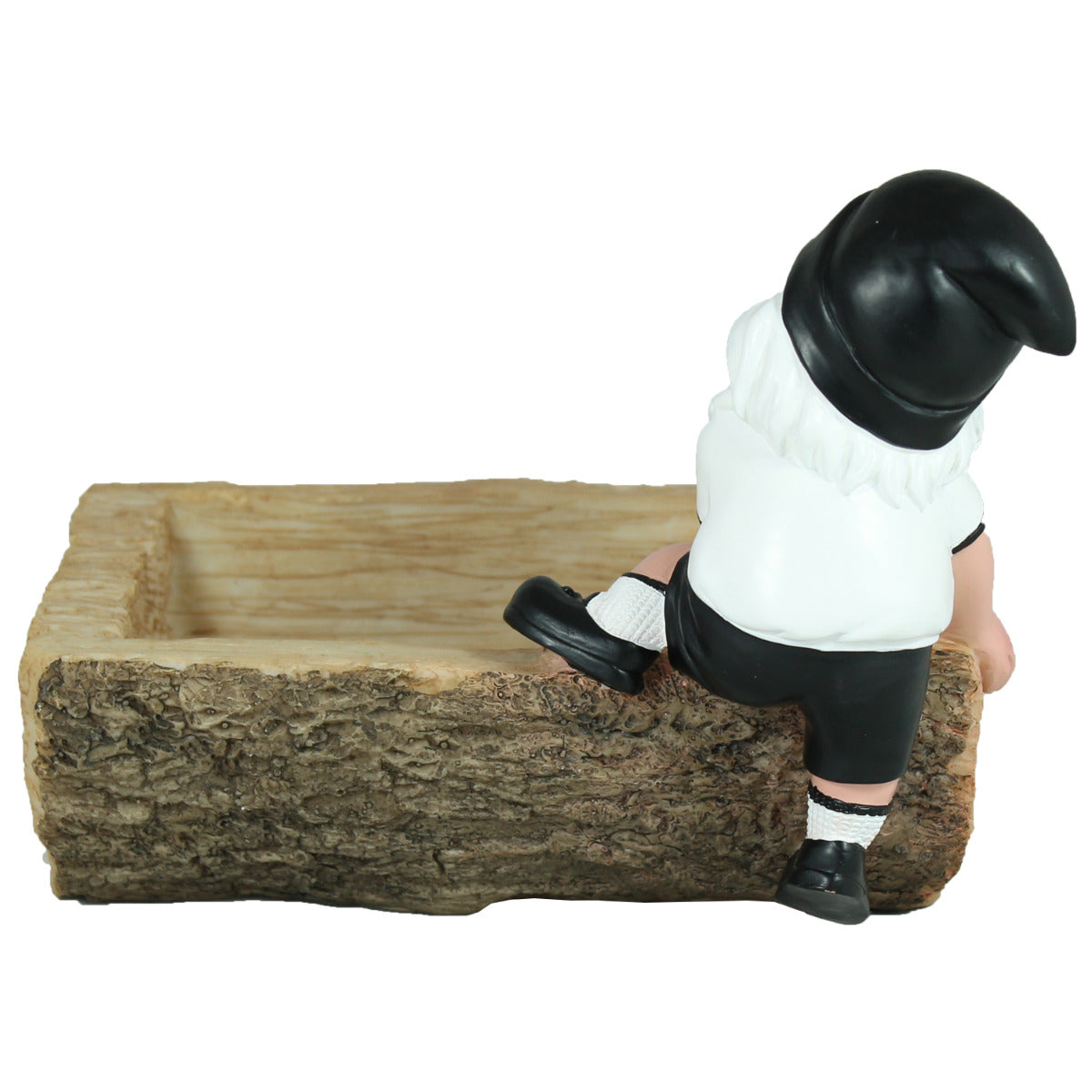 Zwerg mit Schale und Fussball weiß