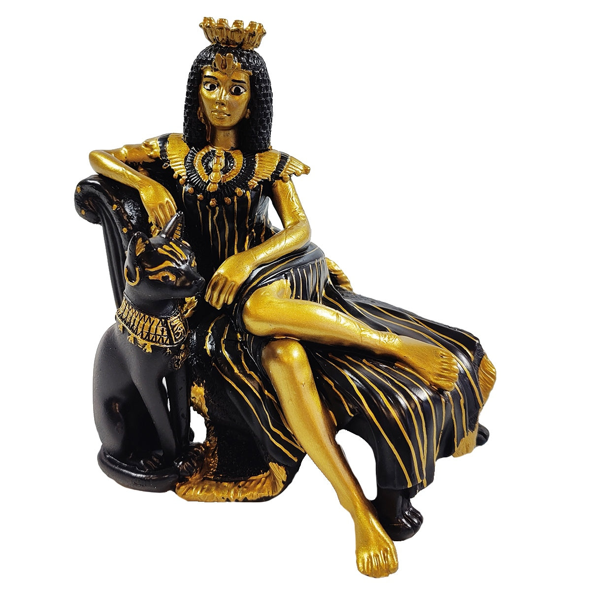 Dekofigur Kleopatra Skulptur Kleopatra mit Bastet Ägyptische Deko Ägyptische Götter