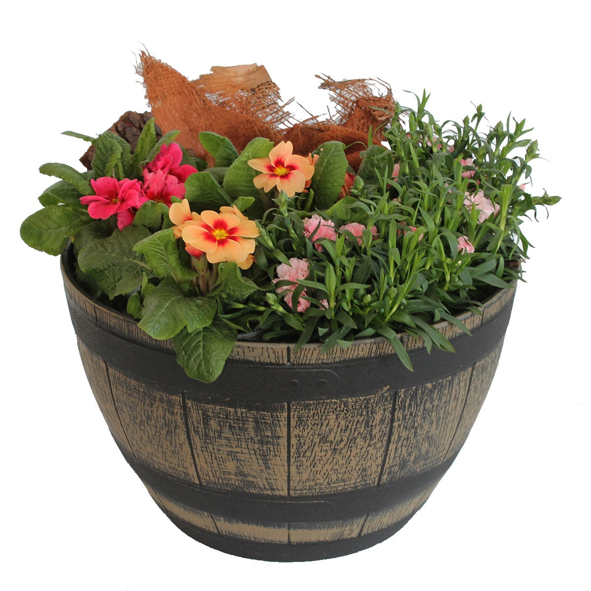Pflanzkübel Pflanztopf rund 40 cm Weinfass-Optik Blumenkübel Blumentopf Blumenfass wetterbeständig