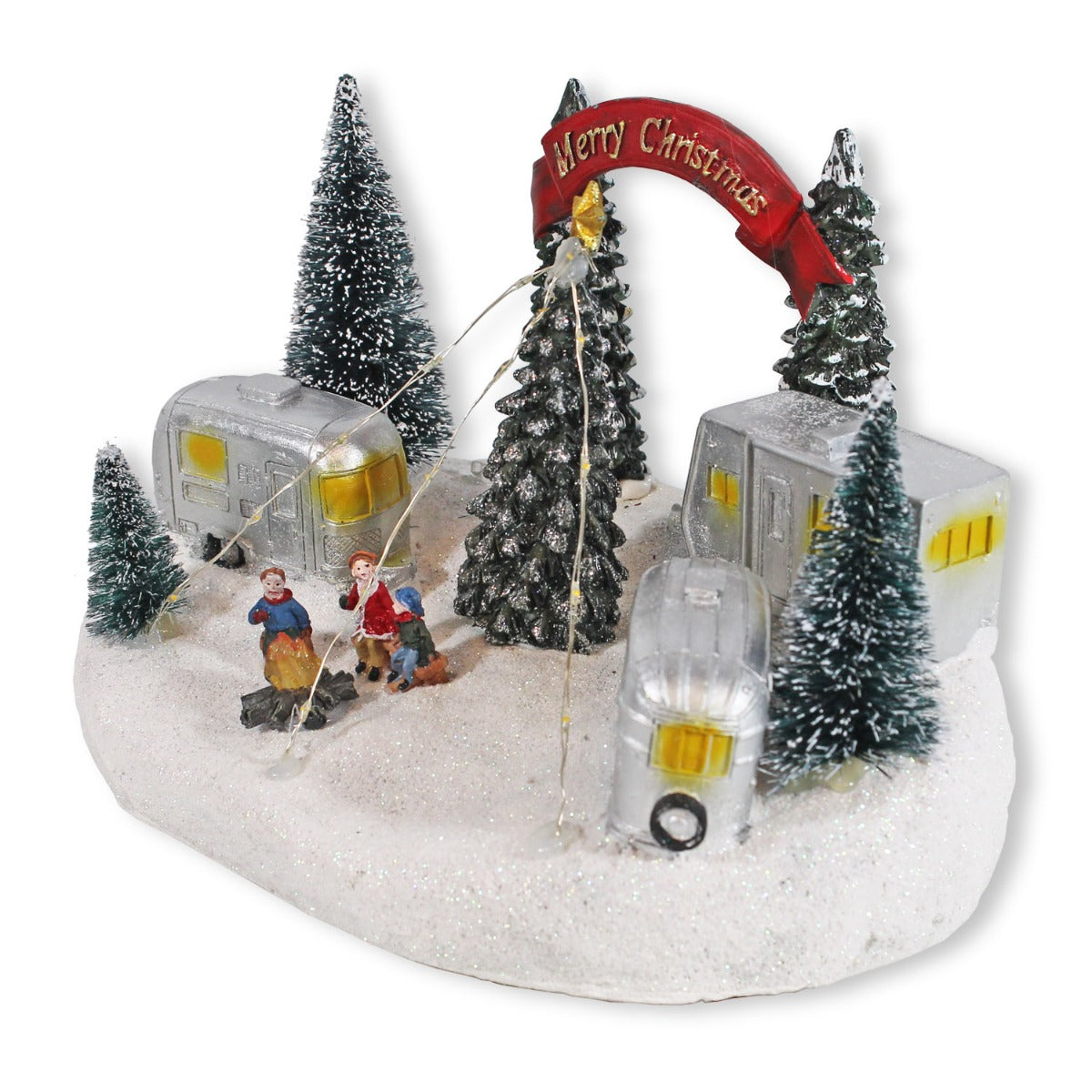 Weihnachtsstadt beleuchtet verschneites Weihnachtsdorf beleuchtet Weihnachtscamping LED Weihnachtsstadt