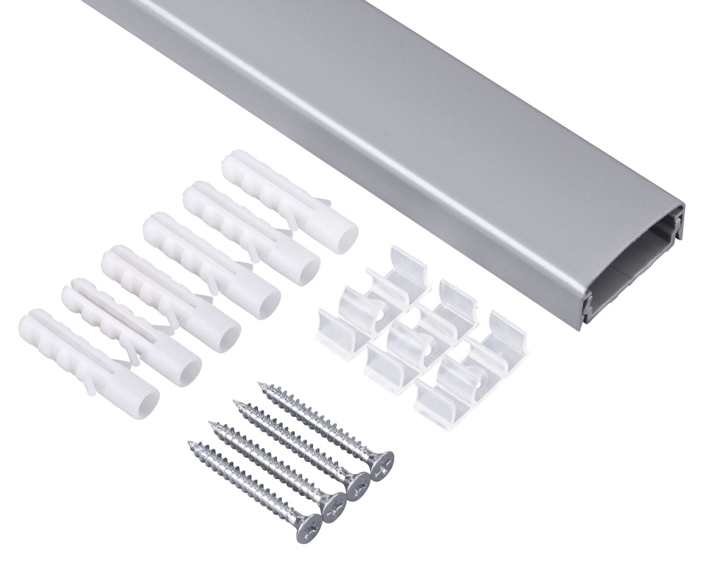 Alu Kabelkanal silber gerundet 115x3,7 cm für TV HiFi Computer Lampen Aluminium Abdeckung