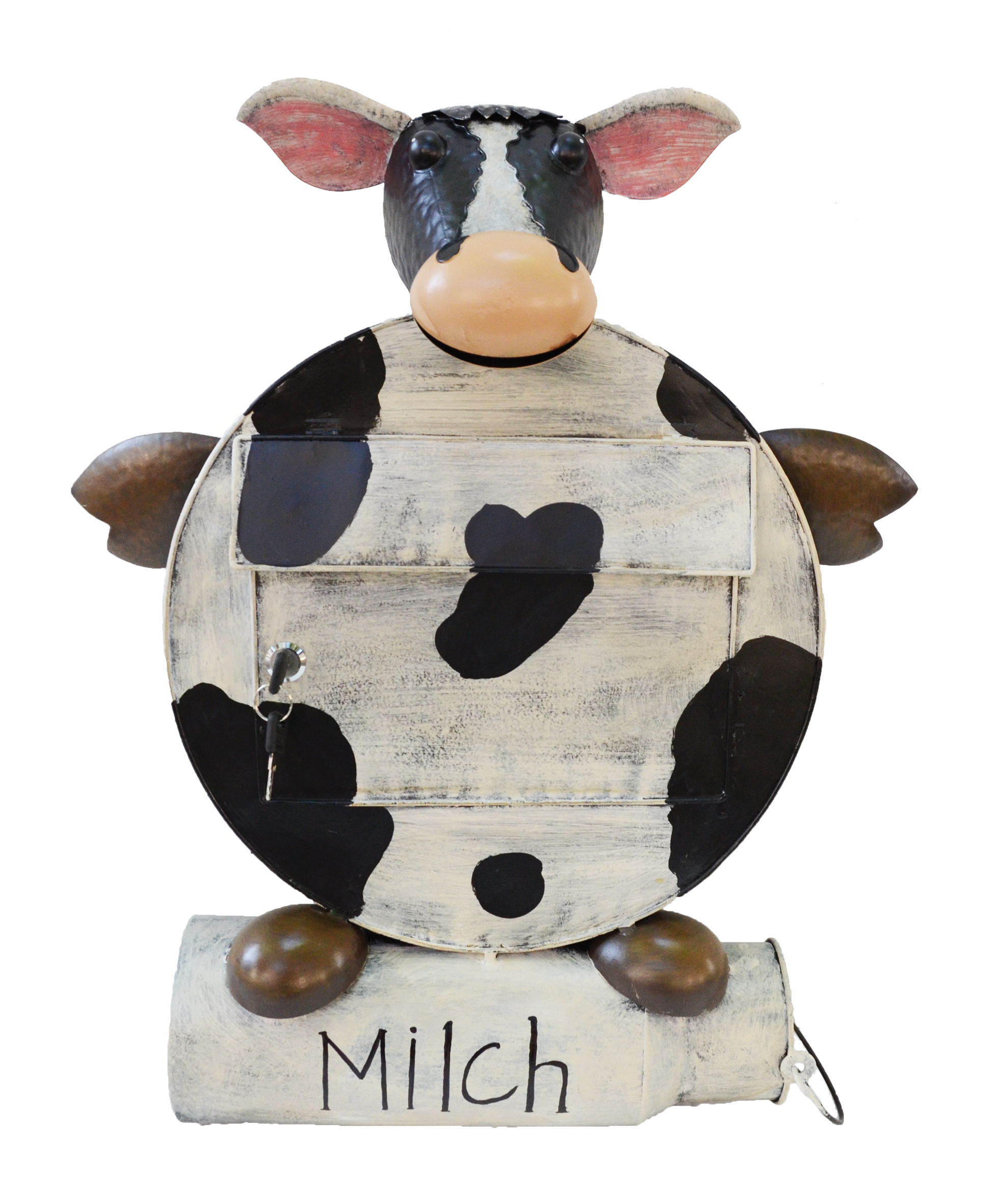 Briefkasten mit Zeitungsrolle aus Metall "Kuh" handbemalt Metall Postkasten Postfach