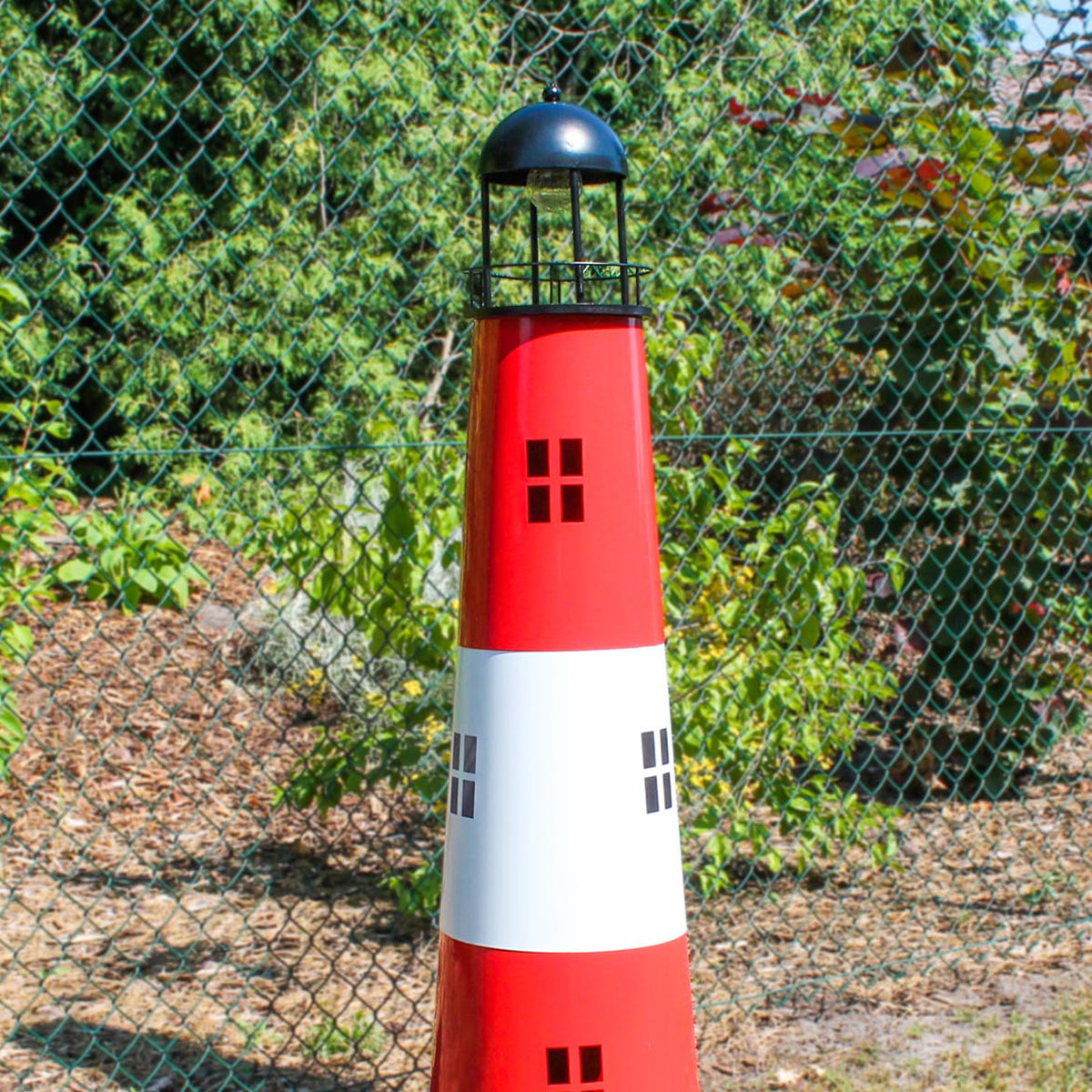 Leuchtturm Garten 150 cm mit Licht Solar Leuchtturm Metall Maritime Deko mit LED Beleuchtung Gartendeko Maritim