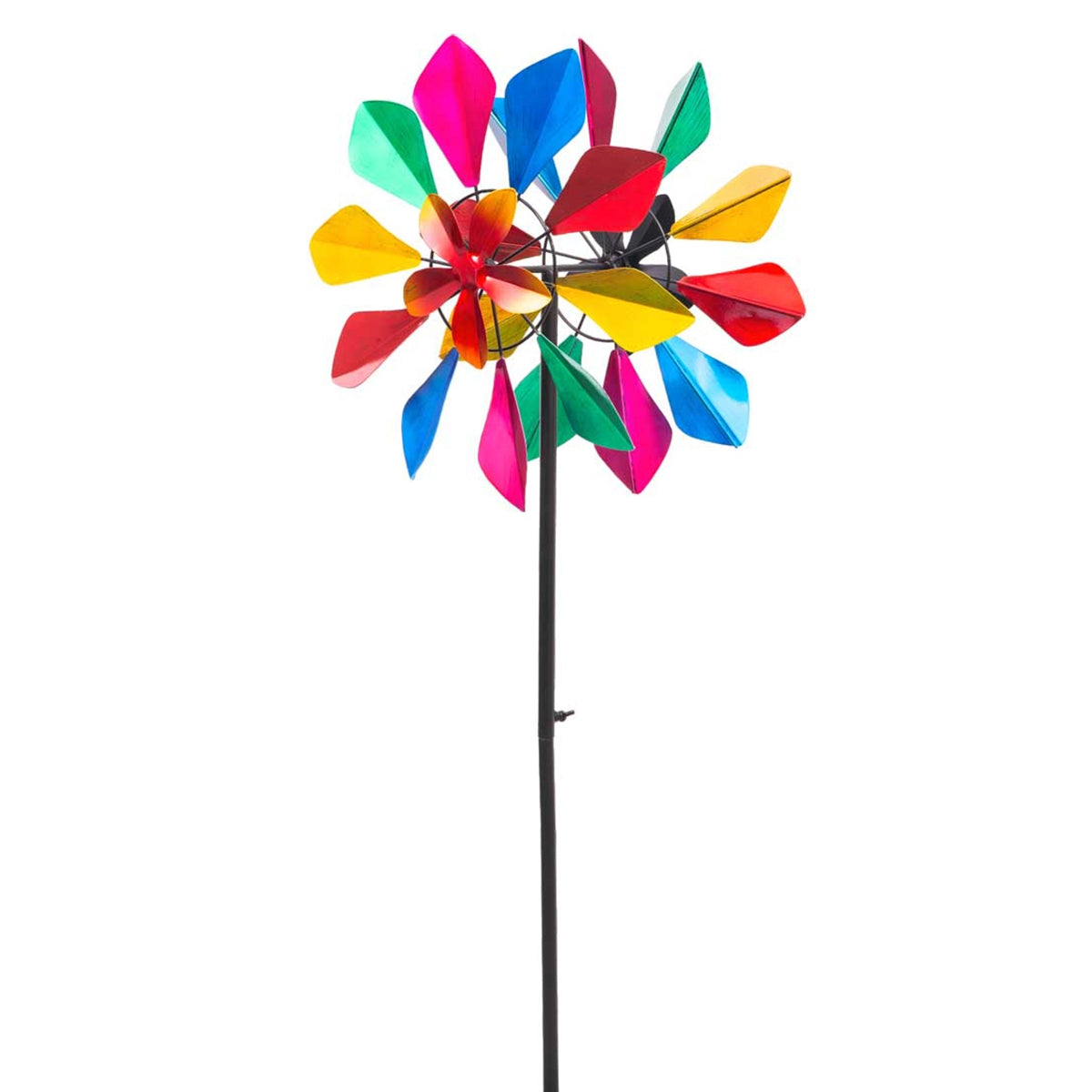Kinetic Art Metall Windrad Multi-colored Flower Duett Windspiel Doppel Windrad Gartendeko