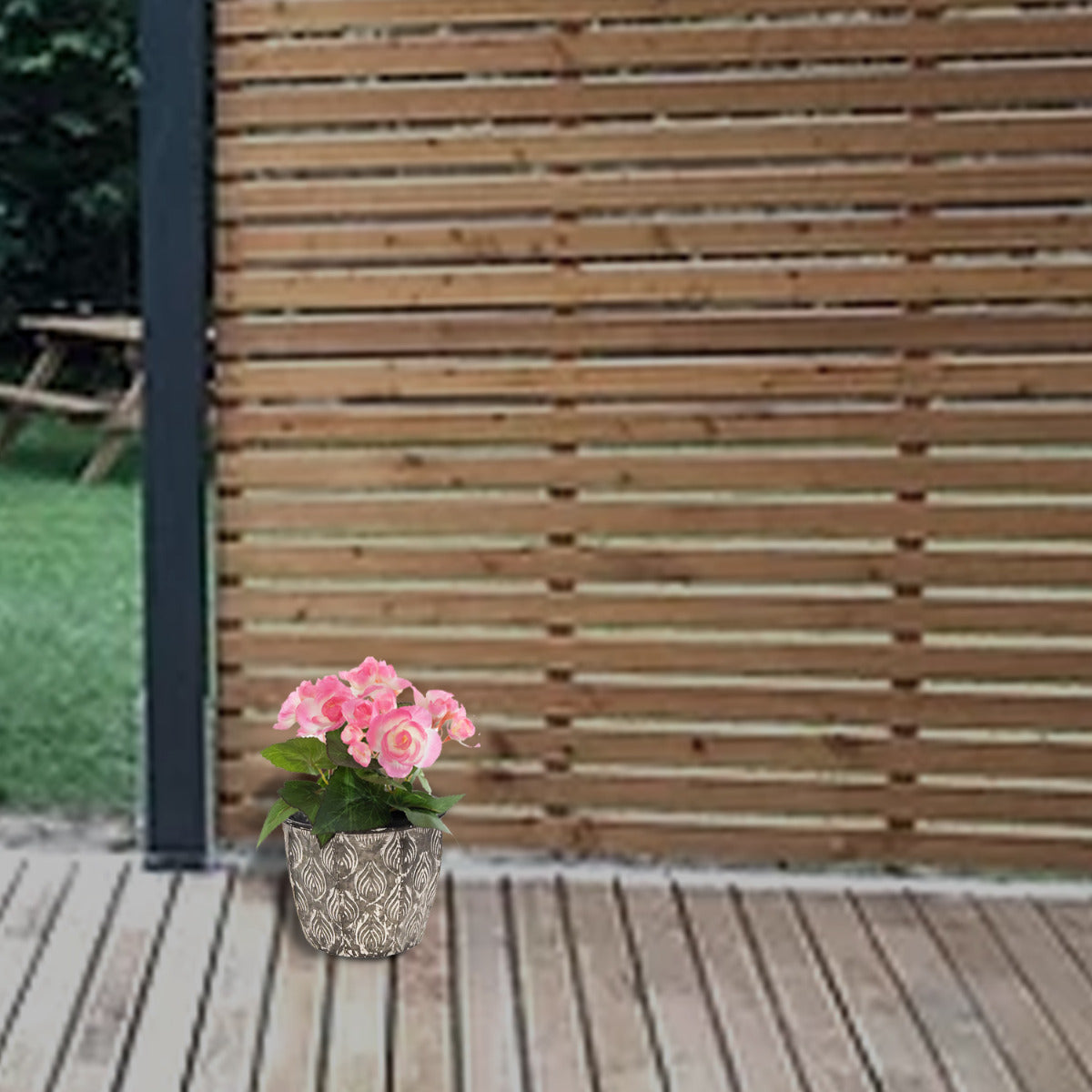 Pflanztopf Pflanzgefäß Zinktopf Ovum Pot Old Grey 24cm Rund Blumentopf Metall Übertopf