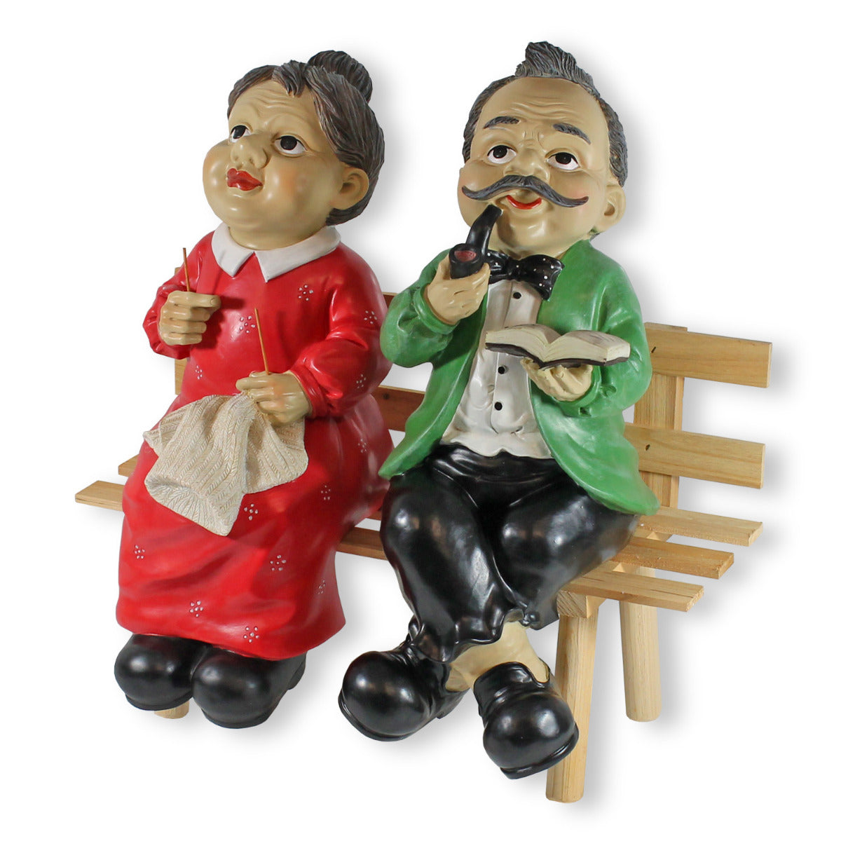 Gartenfigur Oma und Opa auf Bank Oma und Opa Figuren für den Garten