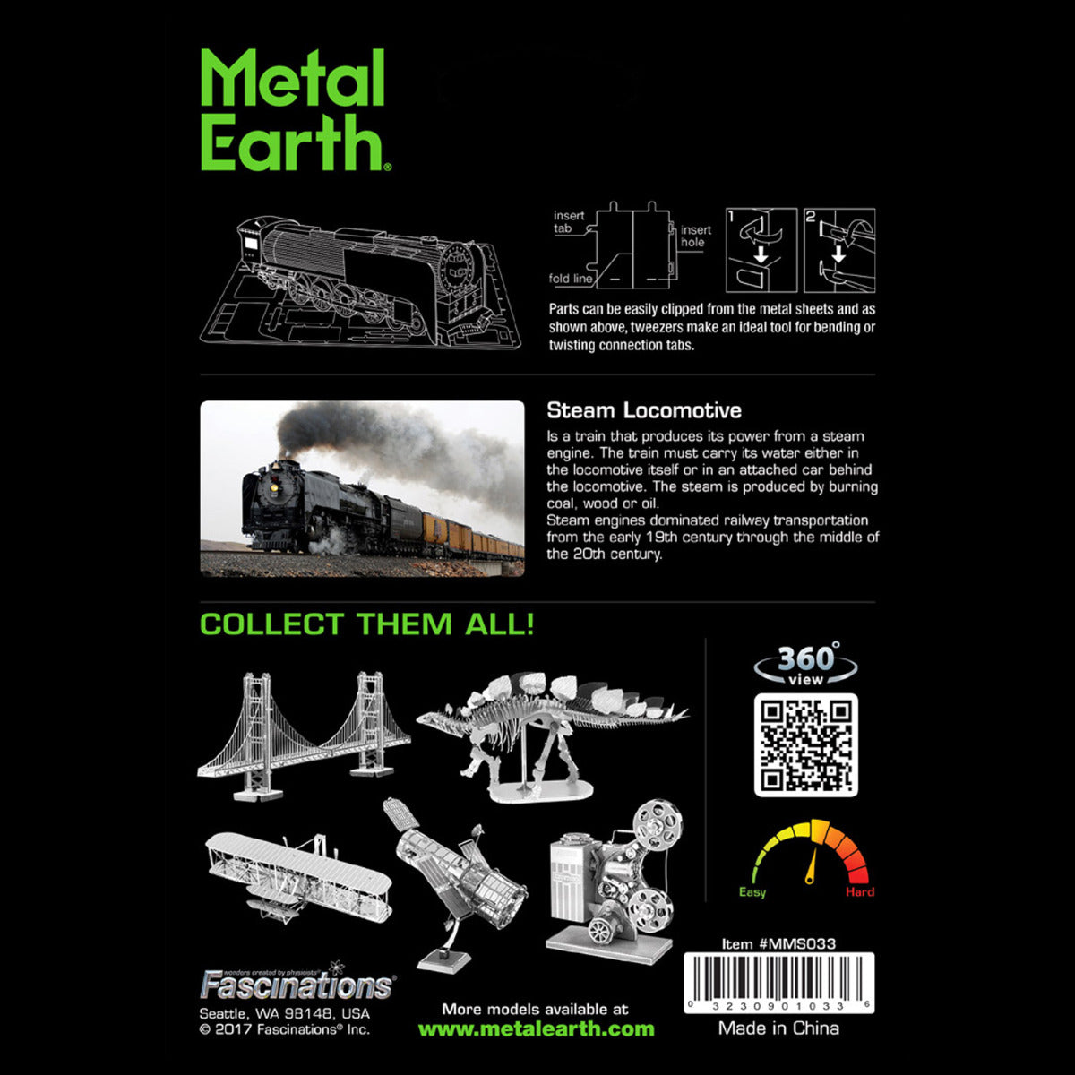 Metal Earth UP844 Steam Locomotive Dampflokomotive MMS033 3D Figur Metallbausatz