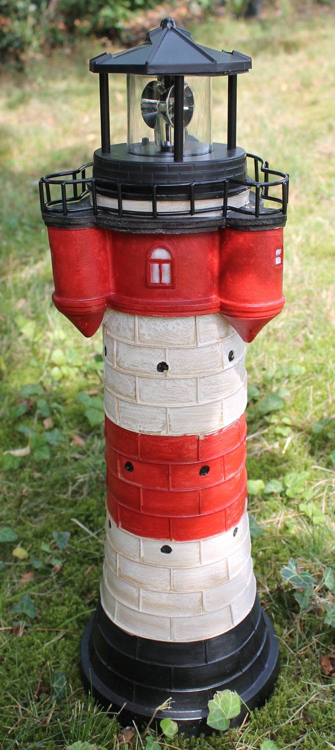 Leuchtturm Roter Sand Solar 50 cm Solarbetrieben Maritime Dekoration mit LED Beleuchtung