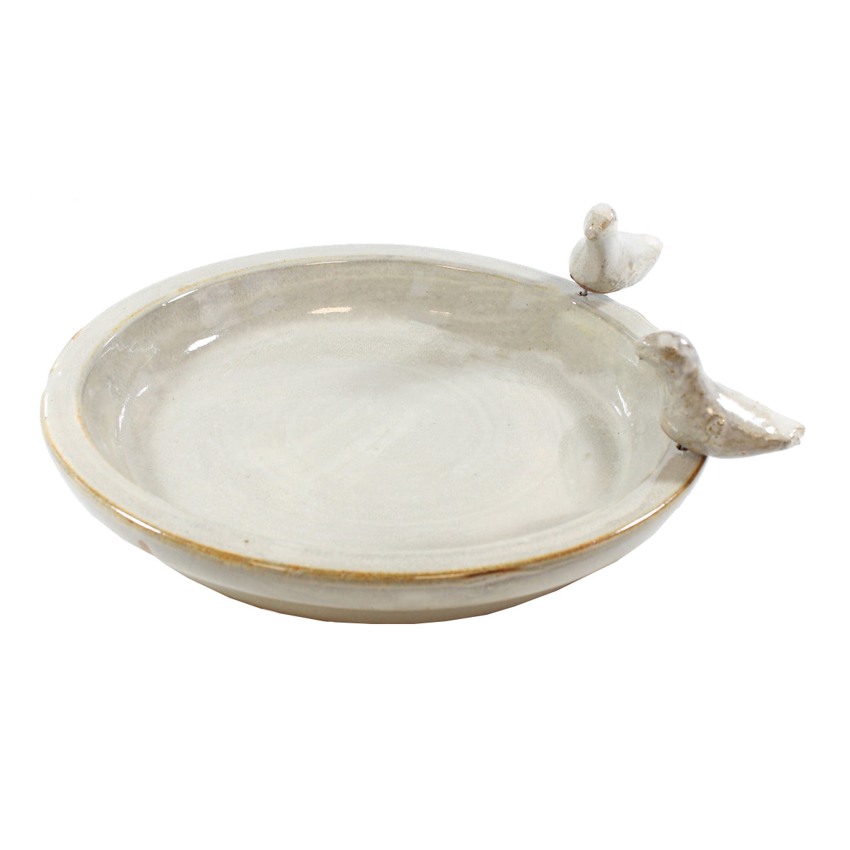 colourliving Vogeltränke für den Garten 30 cm altweiss Keramik Vogeltränke rund Vogelbad Garten