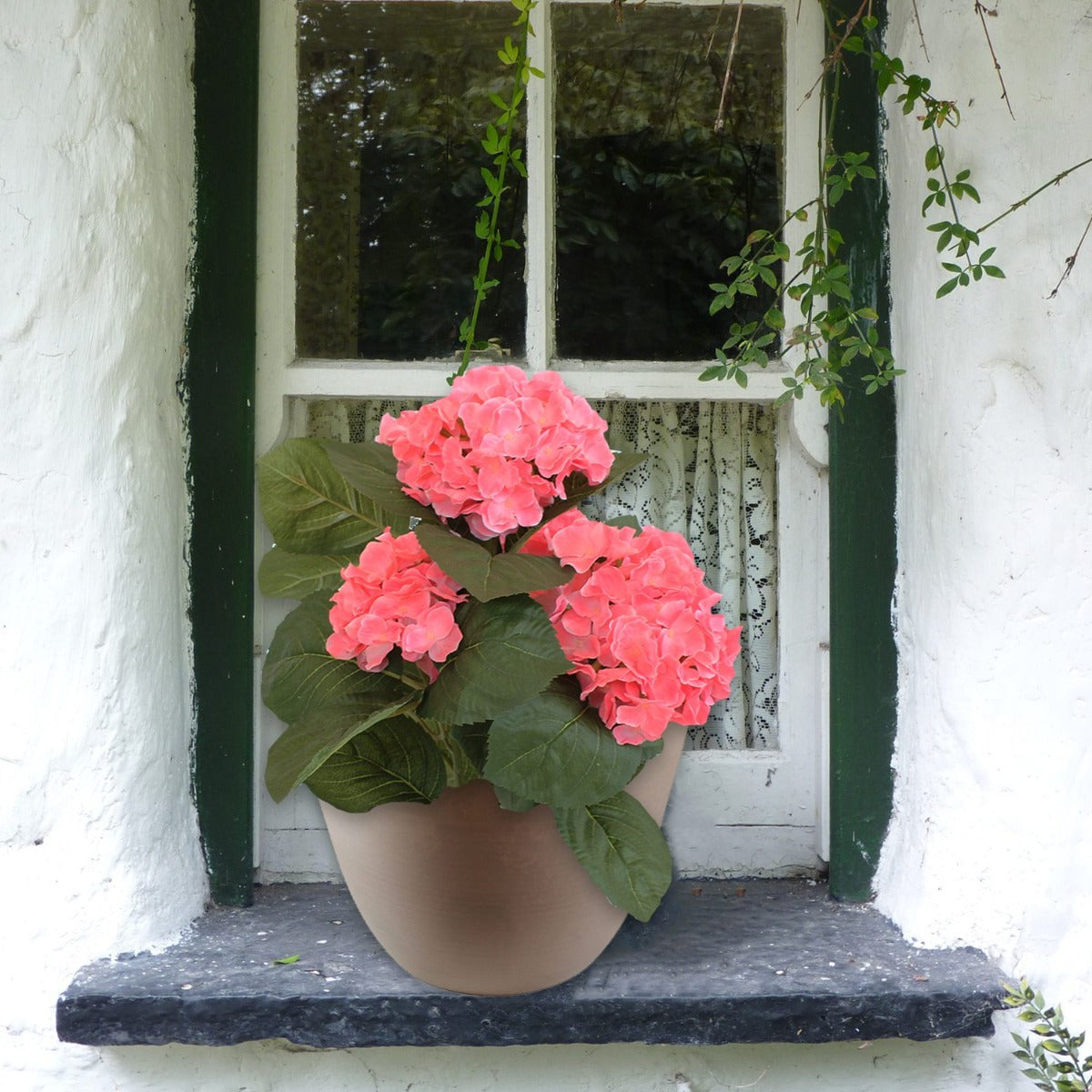 Blumentopf 31 cm rund Ecostone Pflanzkübel Pflanztöpfe aus Recyclingmaterial Farbe Taupe