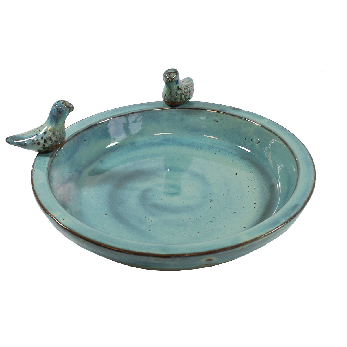 colourliving Vogeltränke für den Garten 30 cm gruen Keramik Vogeltränke rund Vogelbad Garten