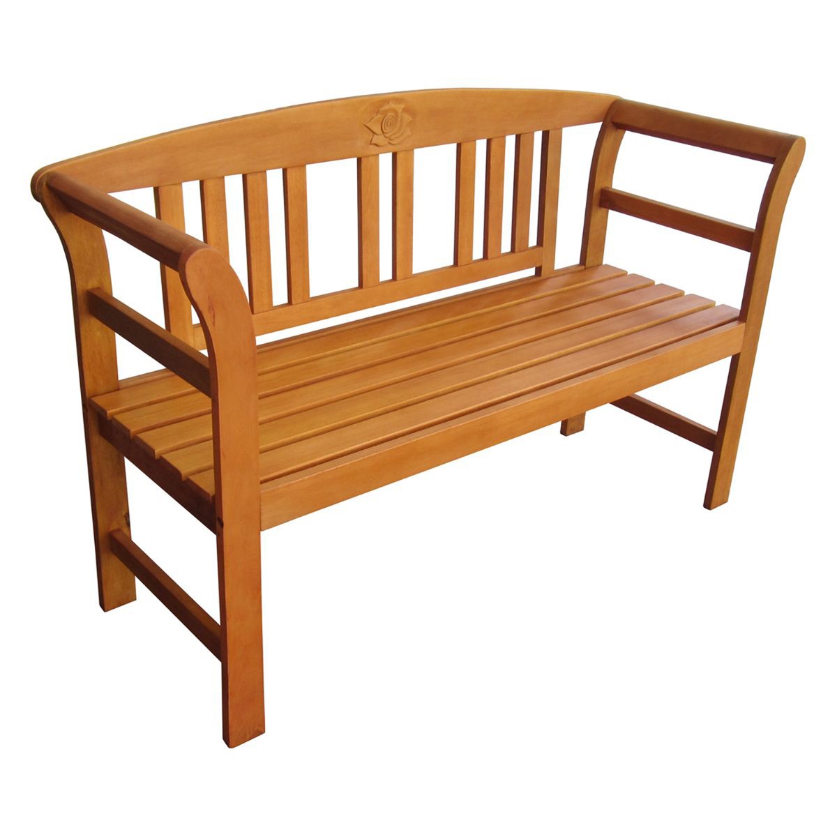 Garden Pleasure Gartenbank San Jose - 2-Sitzer Holzbank mit Lehne und Rosenmotiv, FSC 100% Eukalyptusholz, Balkon Bank, Sitzbank Garten