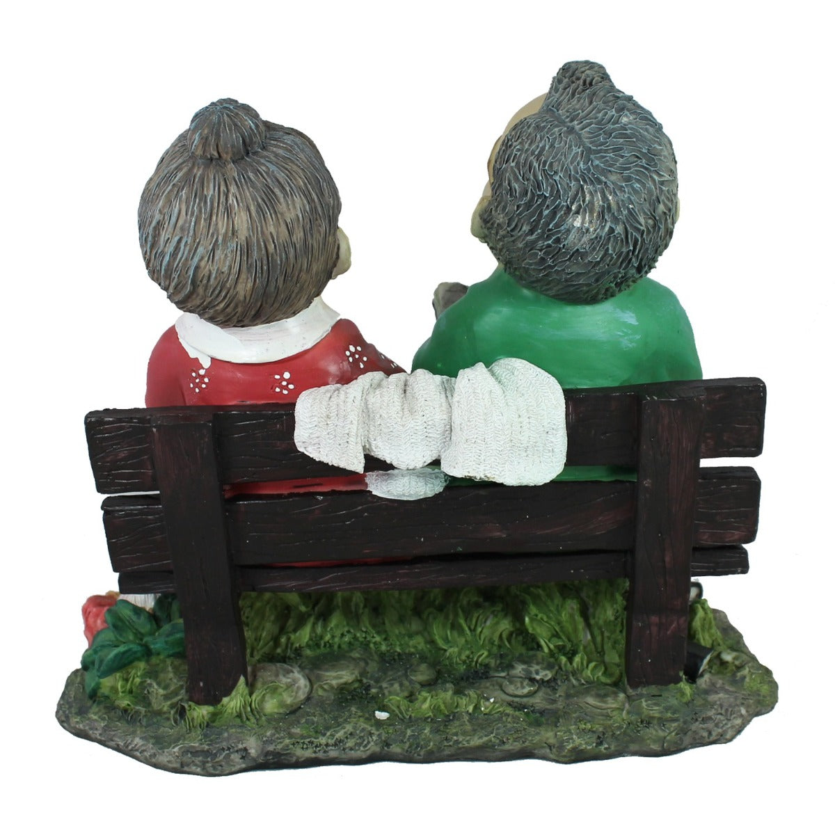 Gartenfigur Opa und Oma auf der Gartenbank Dekofigur Gartendekoration