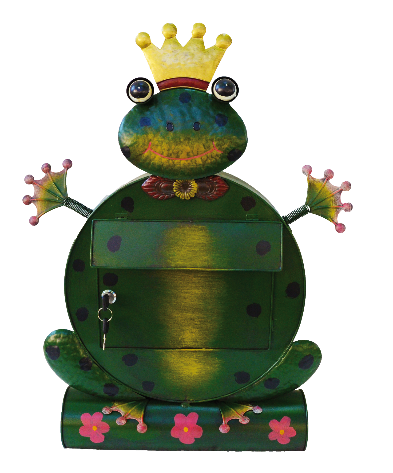 Briefkasten mit Zeitungsrolle aus Metall "Frosch" handbemalt Metall Postkasten Postfach