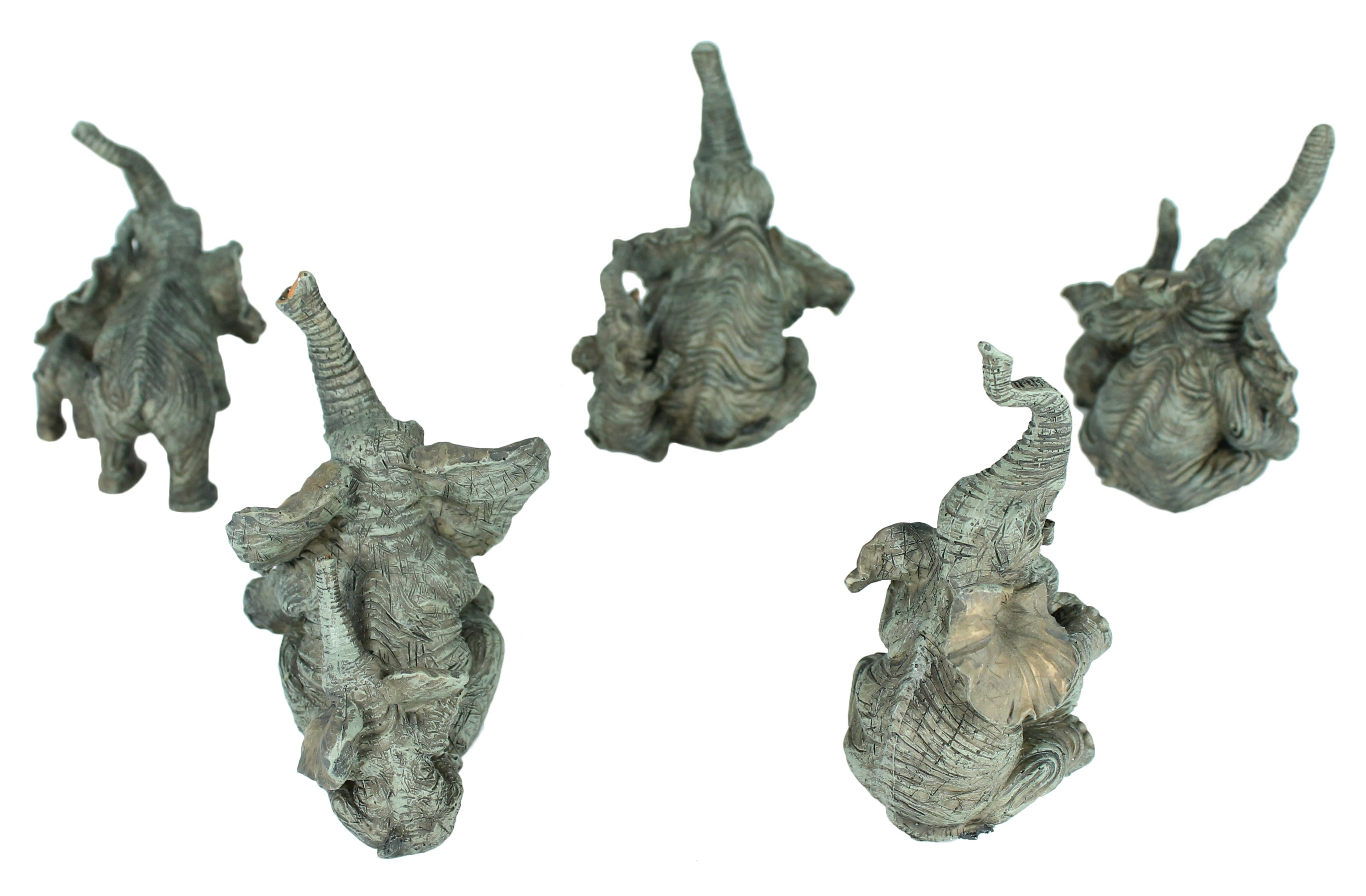 Dekofigur 5er Set Elefant Elefantenfamilie Glücks-Elefant Garten Dekoration