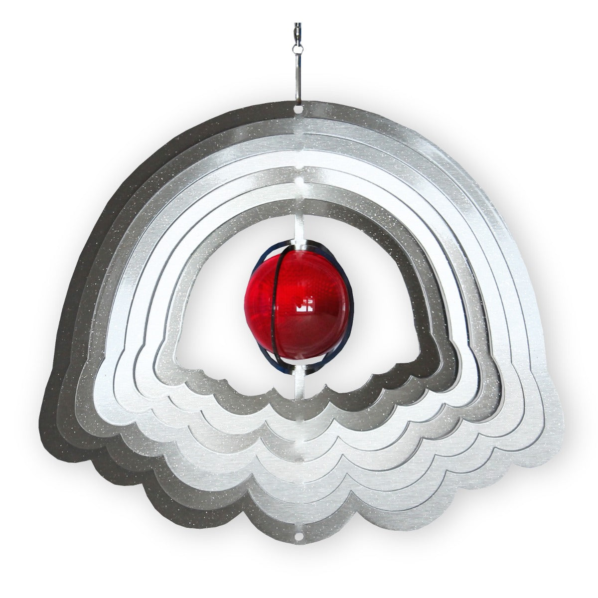 Windspiel Metall 3D Blume Edelstahl Windspiele hängend mit Glaskugel