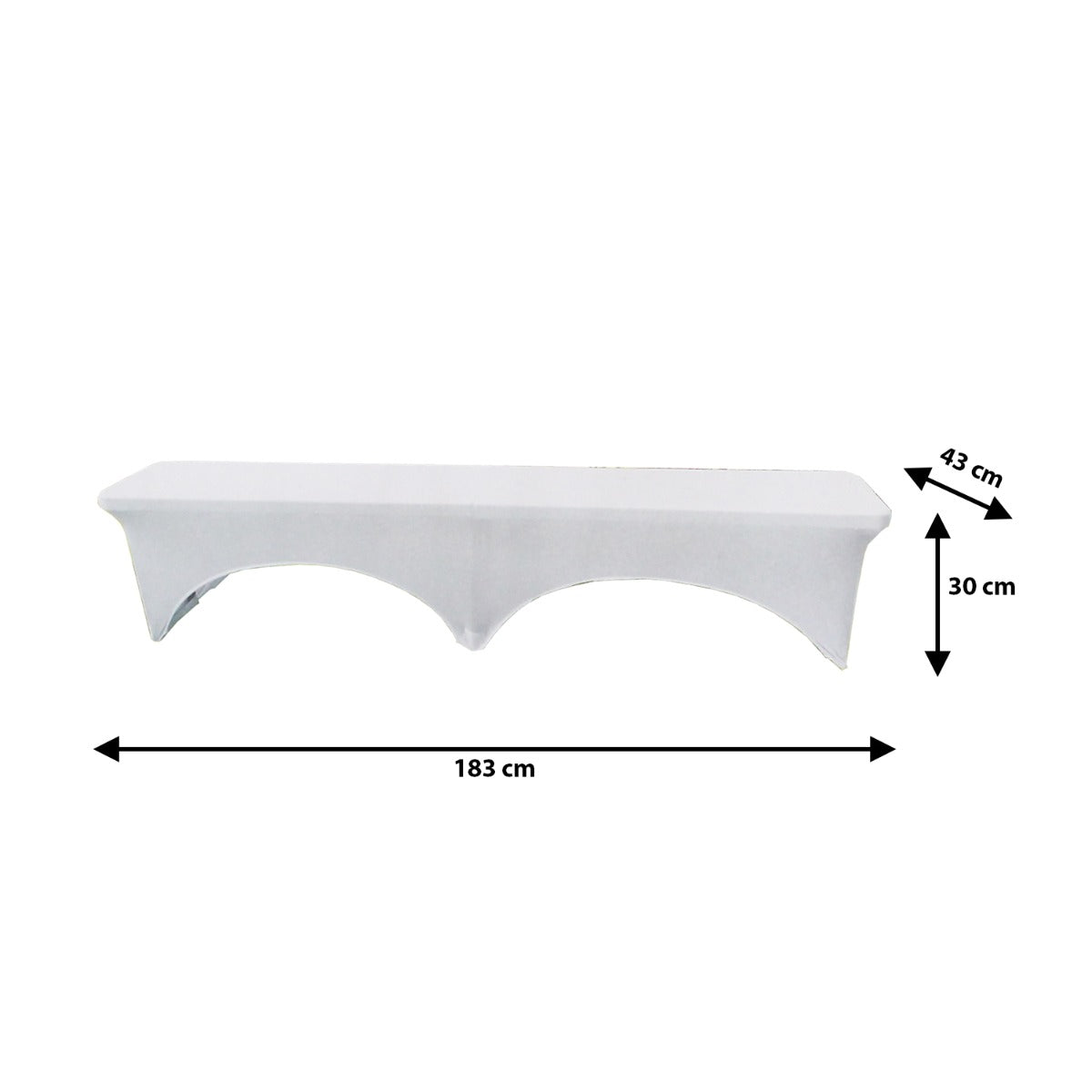 Husse für Koffer-Klappbank Bierbank Bank Überzug weiß 183x30x43 cm bügelfreie Strech Husse