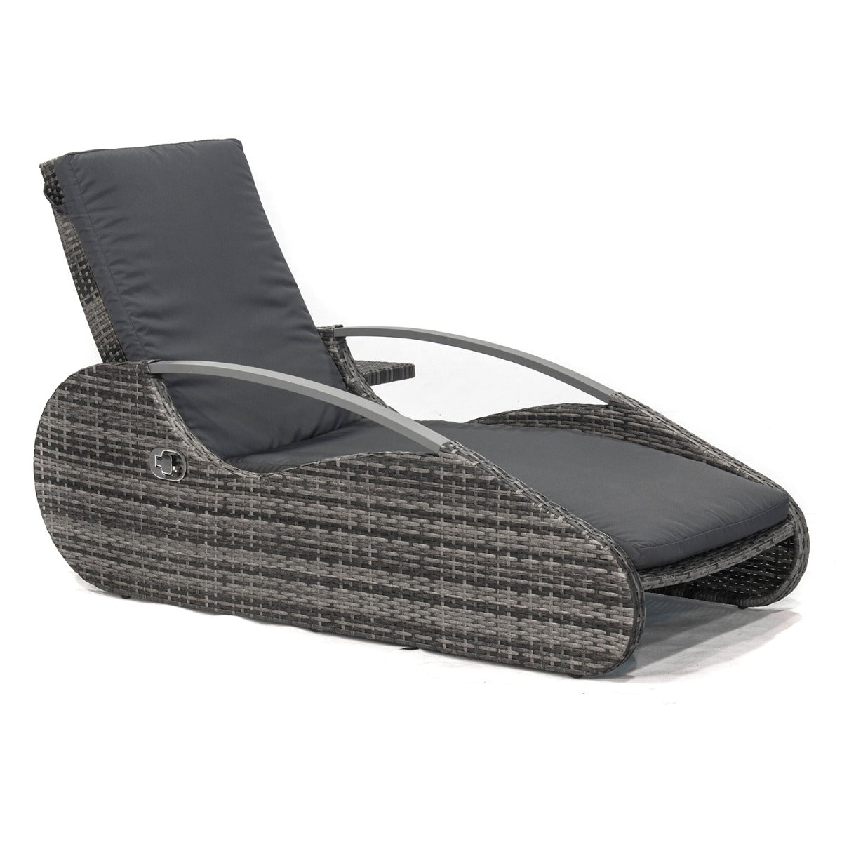 Garden Pleasure Loungeliege Alassio | Garten Lounger Polyrattan mit verstellbarer Rückenlehne & Auflage, mit Getränkeablage, Lounge Gartenliege, Lounge Sonnenliege