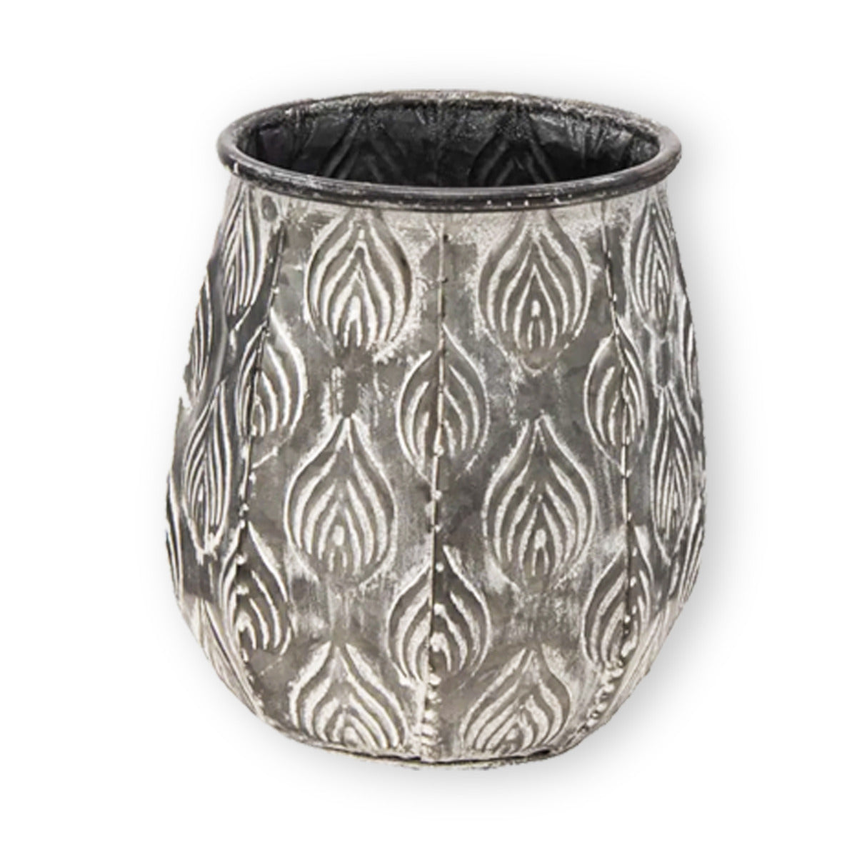 Pflanztopf Pflanzgefäß Zinktopf Cauldron Old Grey 19cm Rund Blumentopf Metall Übertopf