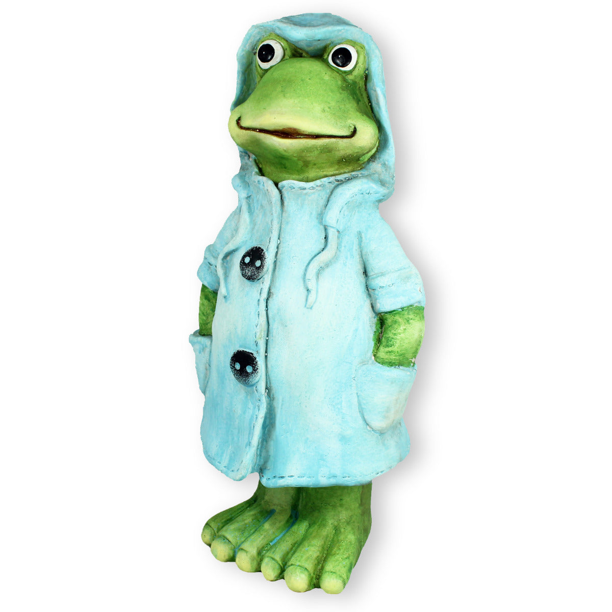 Frosch Dekofigur stehend mit Mantel in blau Gartenfigur Frosch Froschfigur Teichdeko