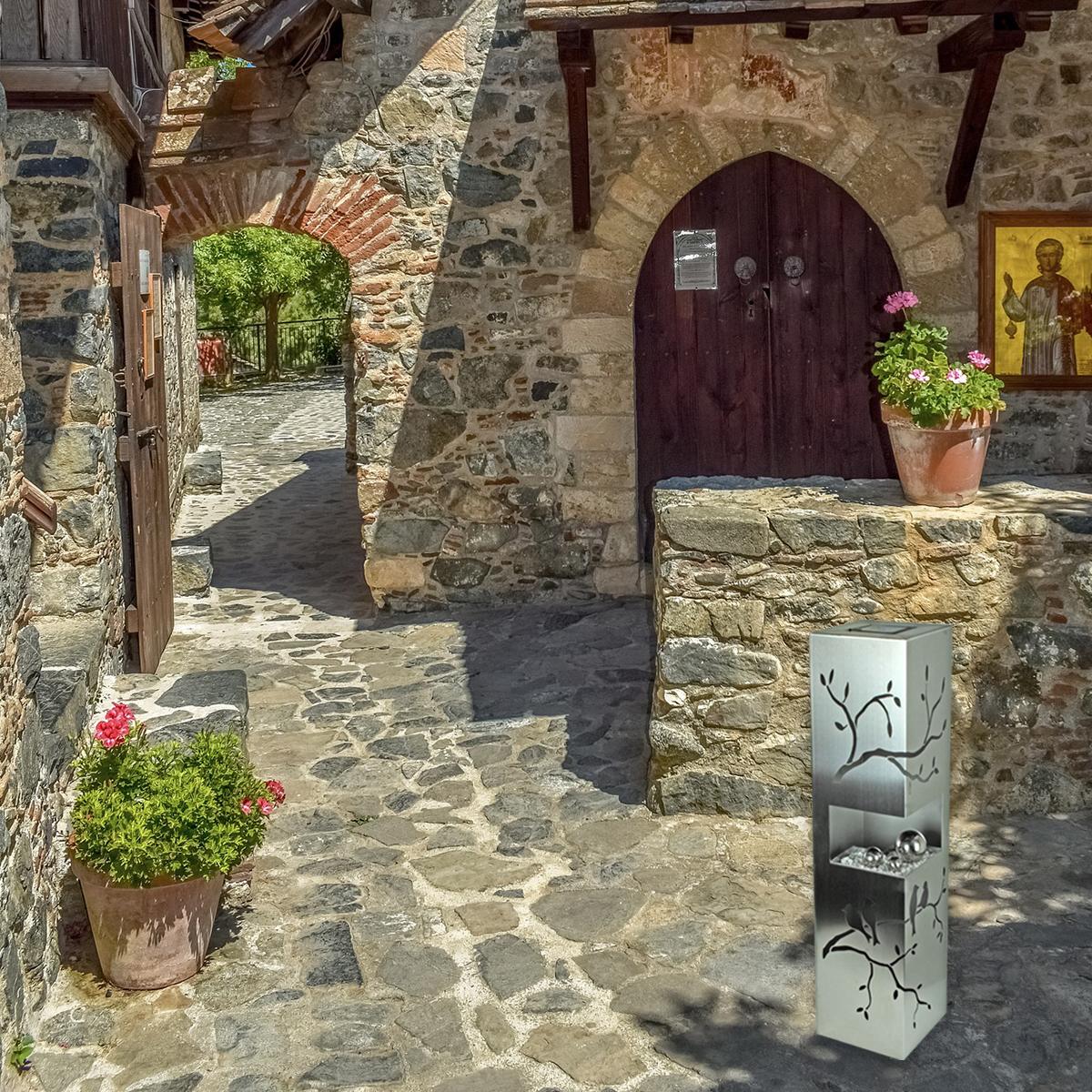 LED Edelstahlsäule Garten Gartensäule Dekosäule 100 cm mit Kugeln