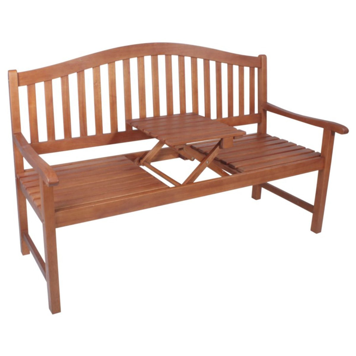 Garden Pleasure Gartenbank Phuket - 3-Sitzer Bank mit Tisch, FSC 100% Eukalyptusholz, geölt, Gartenbank Holz, Holzbank mit Lehne und Tisch