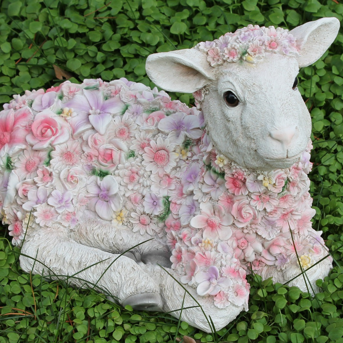 Deko Schaf "Florence" Lamm Figur liegend Gartenfigur Schaf Figur Blumenschaf