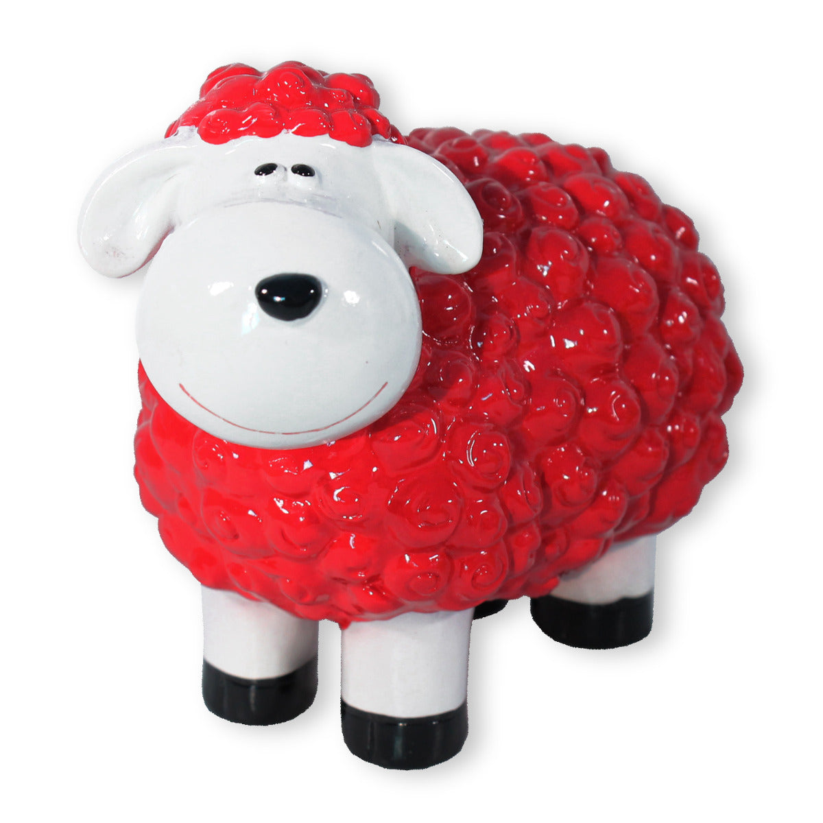 Buntes Deko Schaf rot Gartenfigur Schaf Dekofigur Schaf lustige Schafe