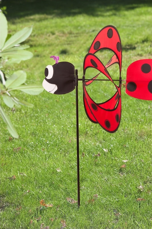 Windrad Windspiel HQ Paradise Critter Ladybug mit Bodenanker Gartendeko Propeller