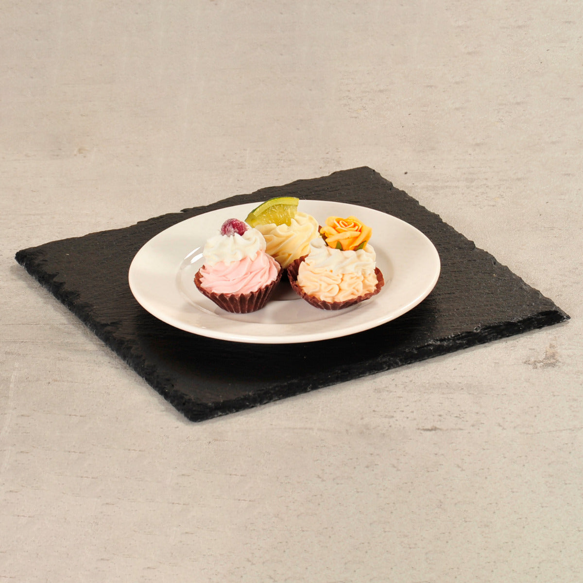 Servierplatte Schiefer 20x20 cm 2er Set Buffetplatte Untersetzer aus natürlichem Schiefer