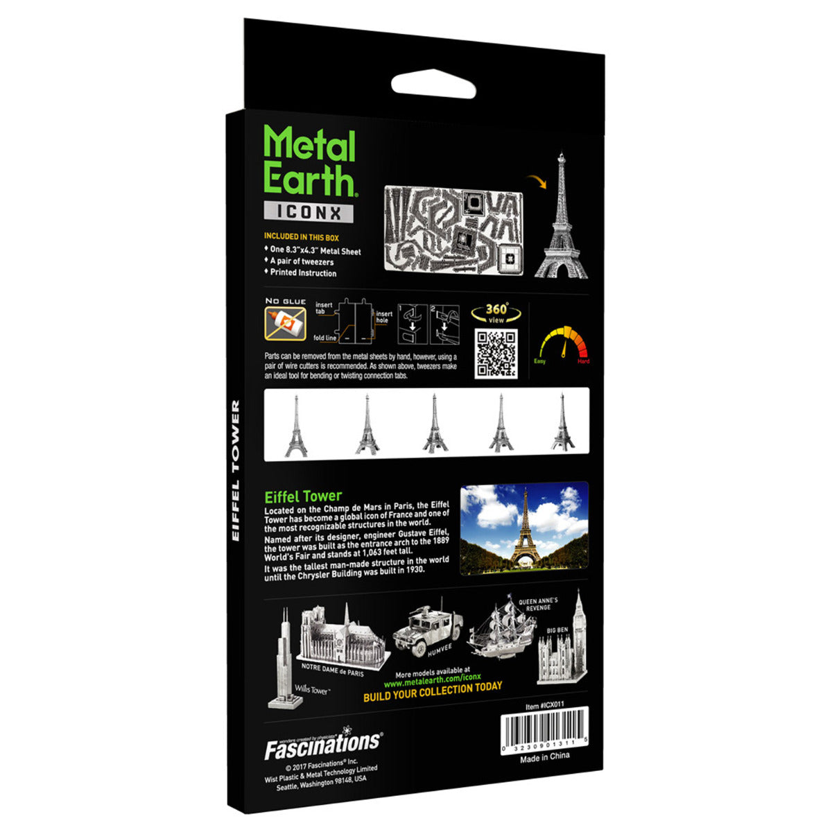 Metal Earth Metallbausätze ICX011 ICONX Eiffelturm Eisenfachwerkturm Metall Modell